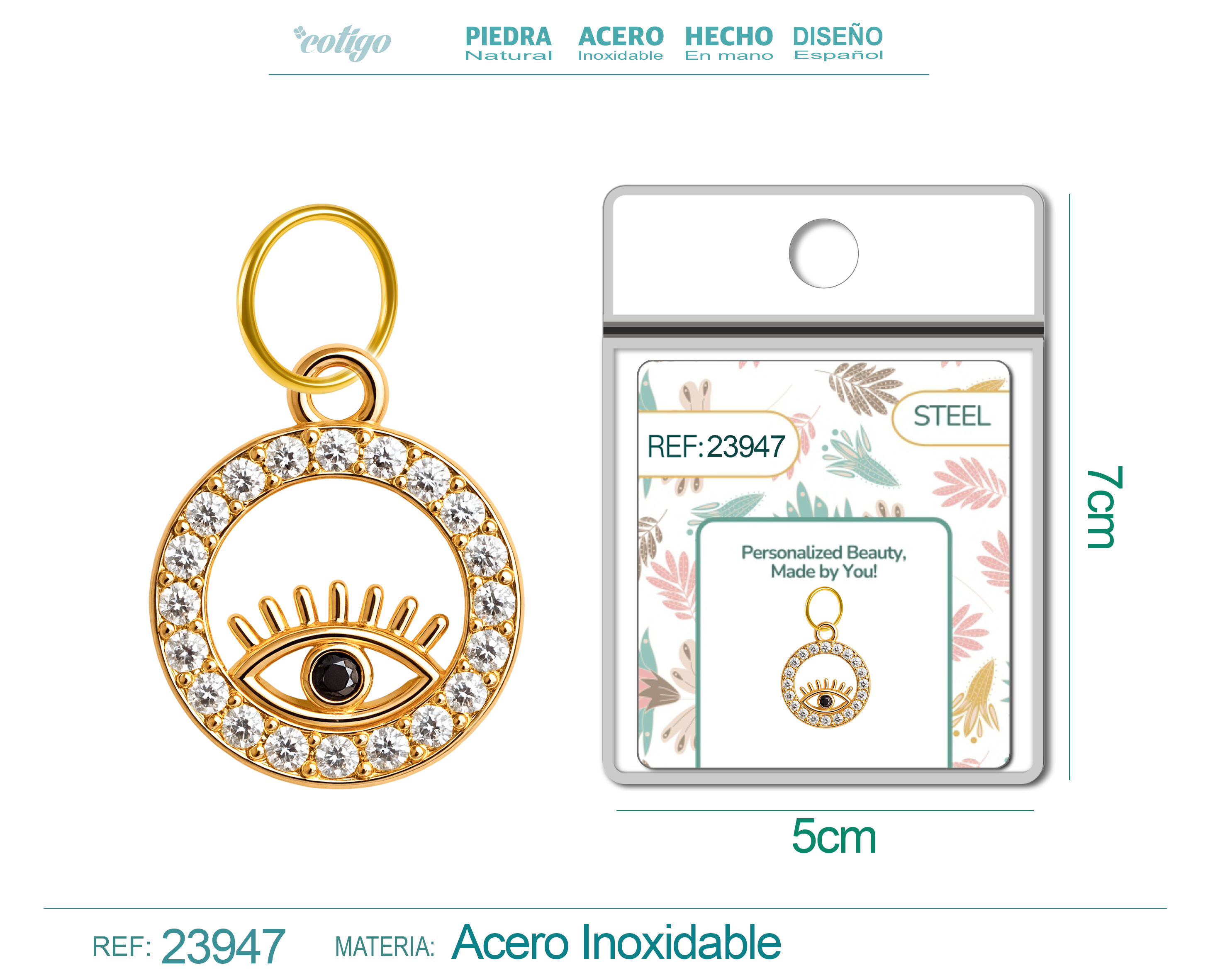 CHARM de Cobre Chapado Oro 14K con Circonita