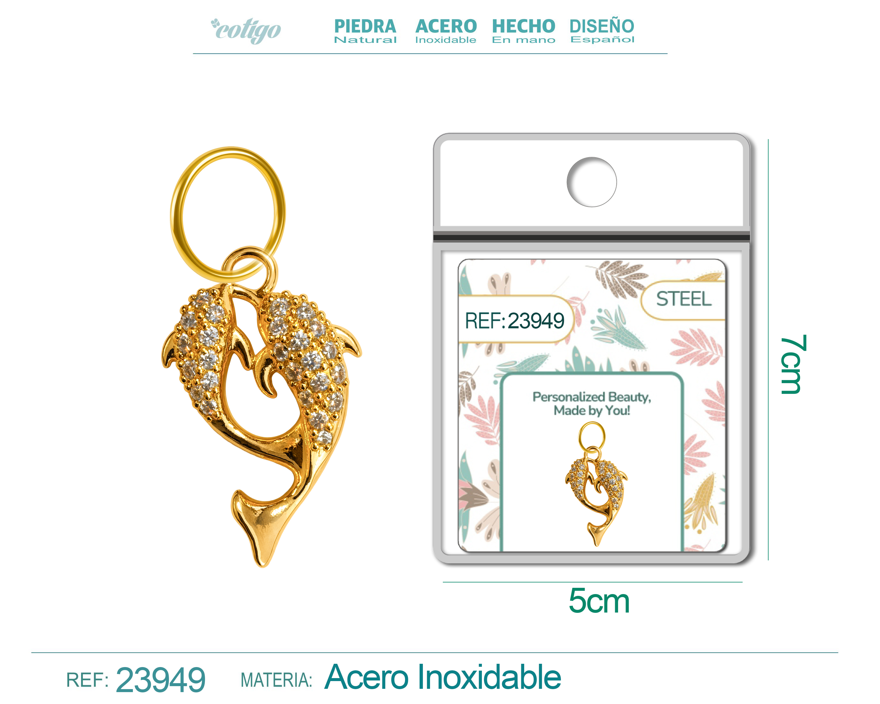 CHARM de Cobre Chapado Oro 14K con Circonita