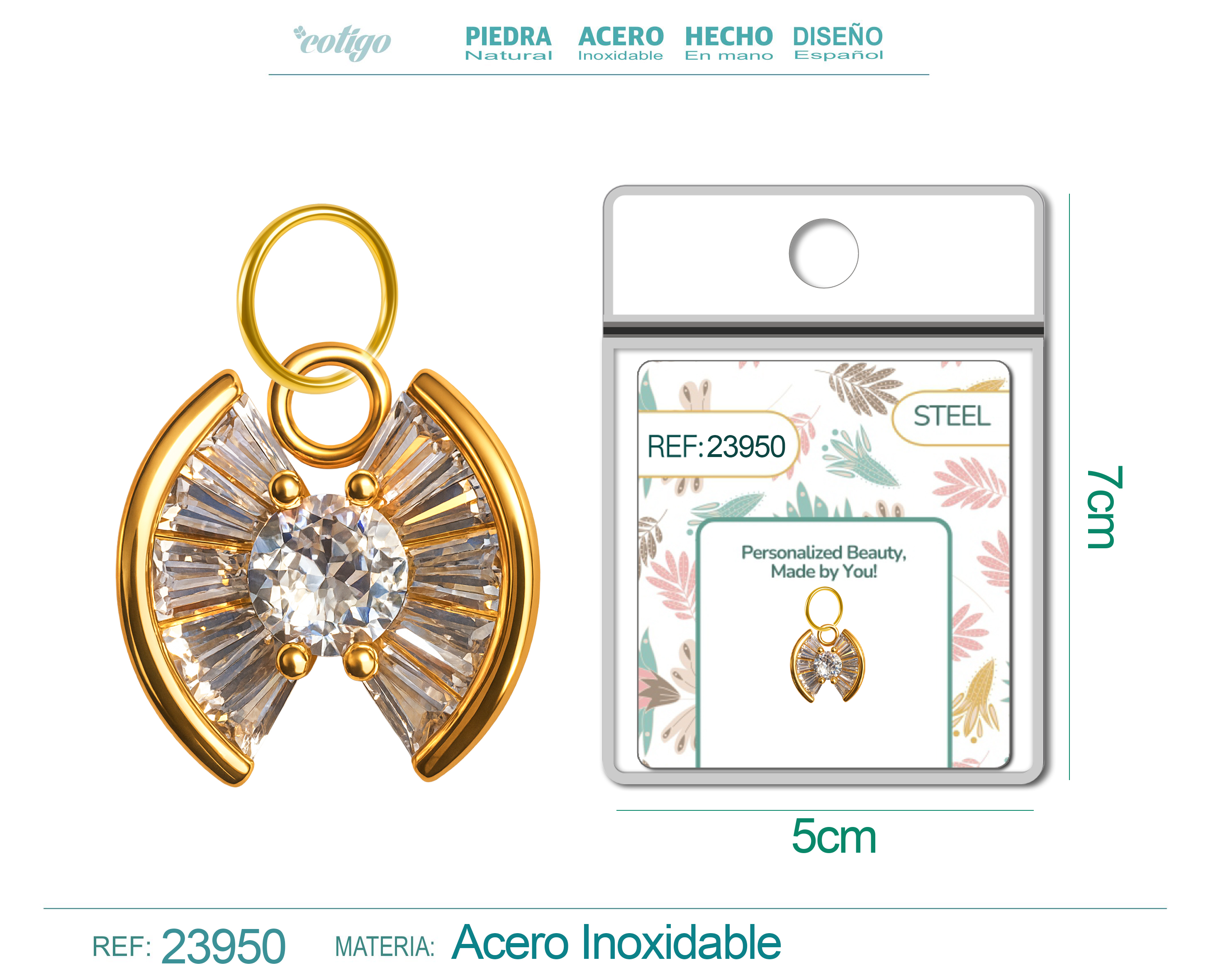 CHARM de Cobre Chapado Oro 14K con Circonita