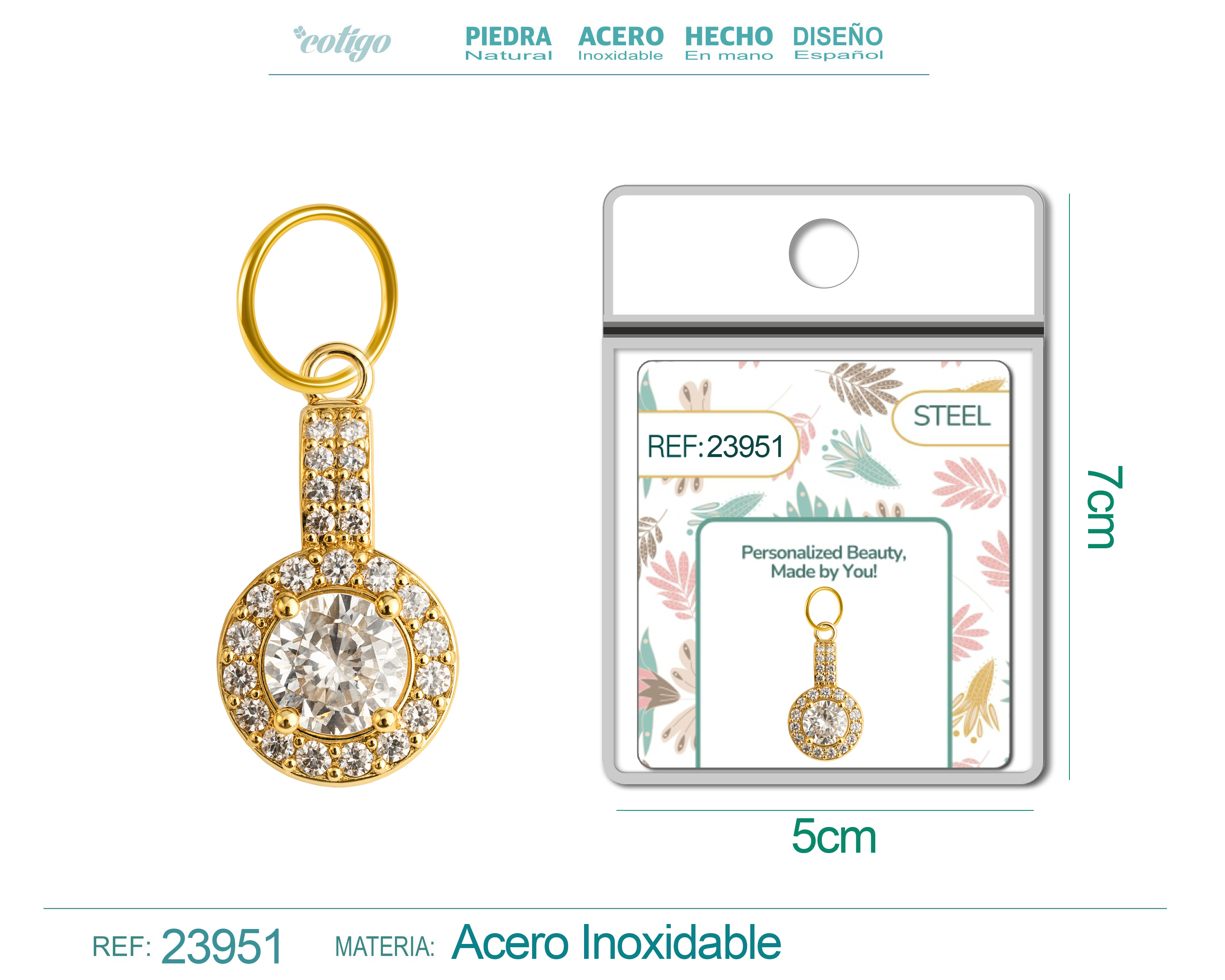 CHARM de Cobre Chapado Oro 14K con Circonita