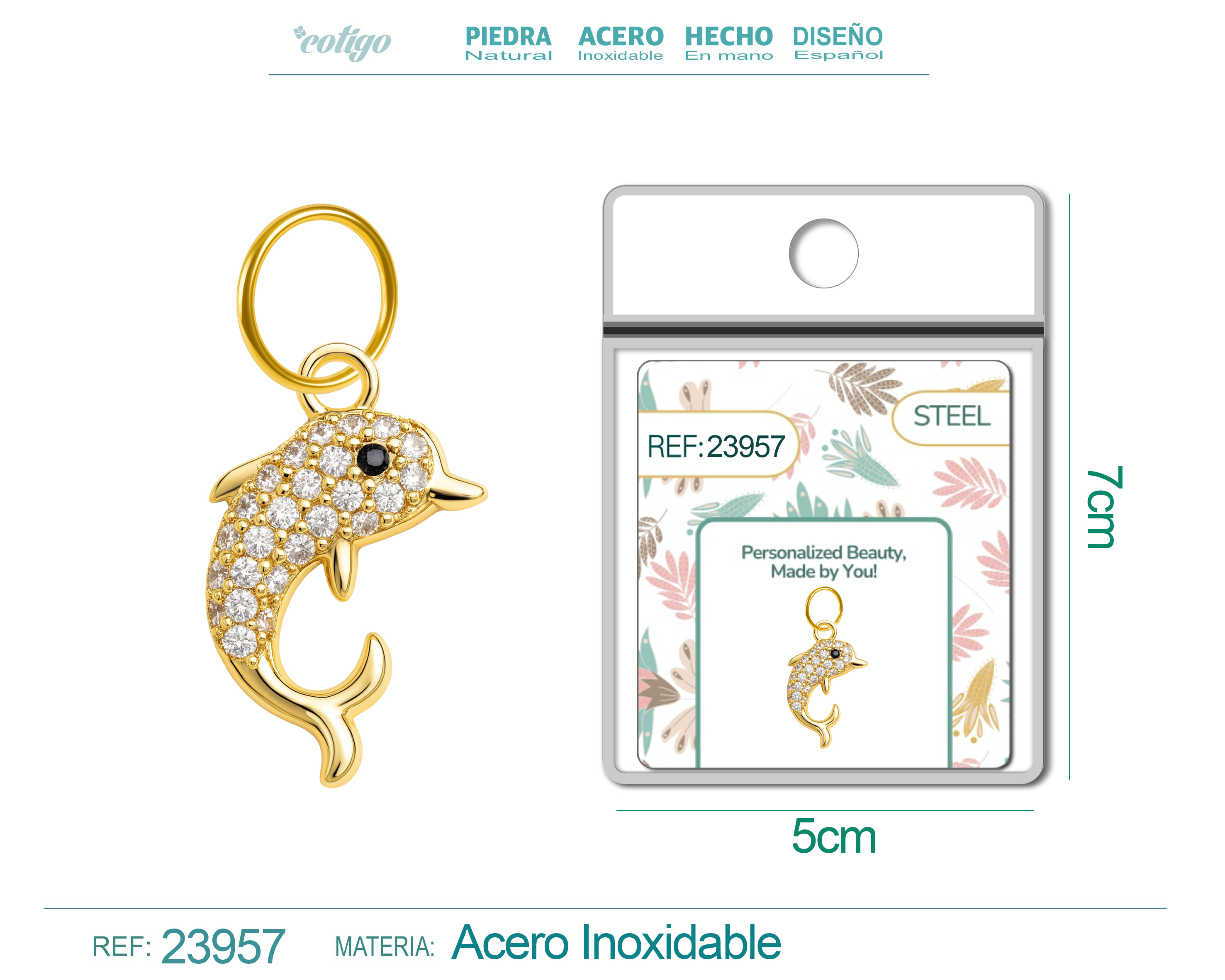 CHARM de Cobre Chapado Oro 14K con Circonita