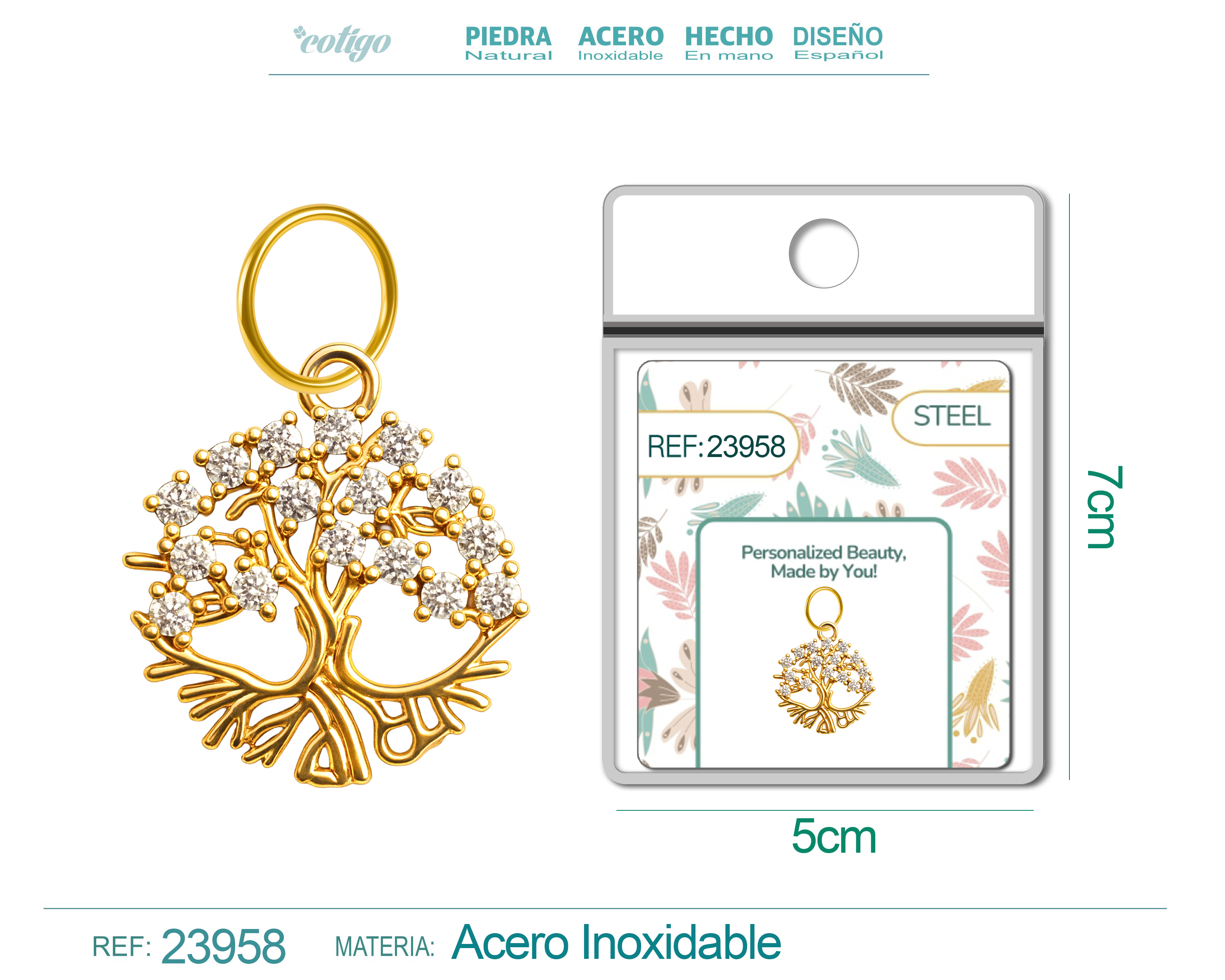 CHARM de Cobre Chapado Oro 14K con Circonita