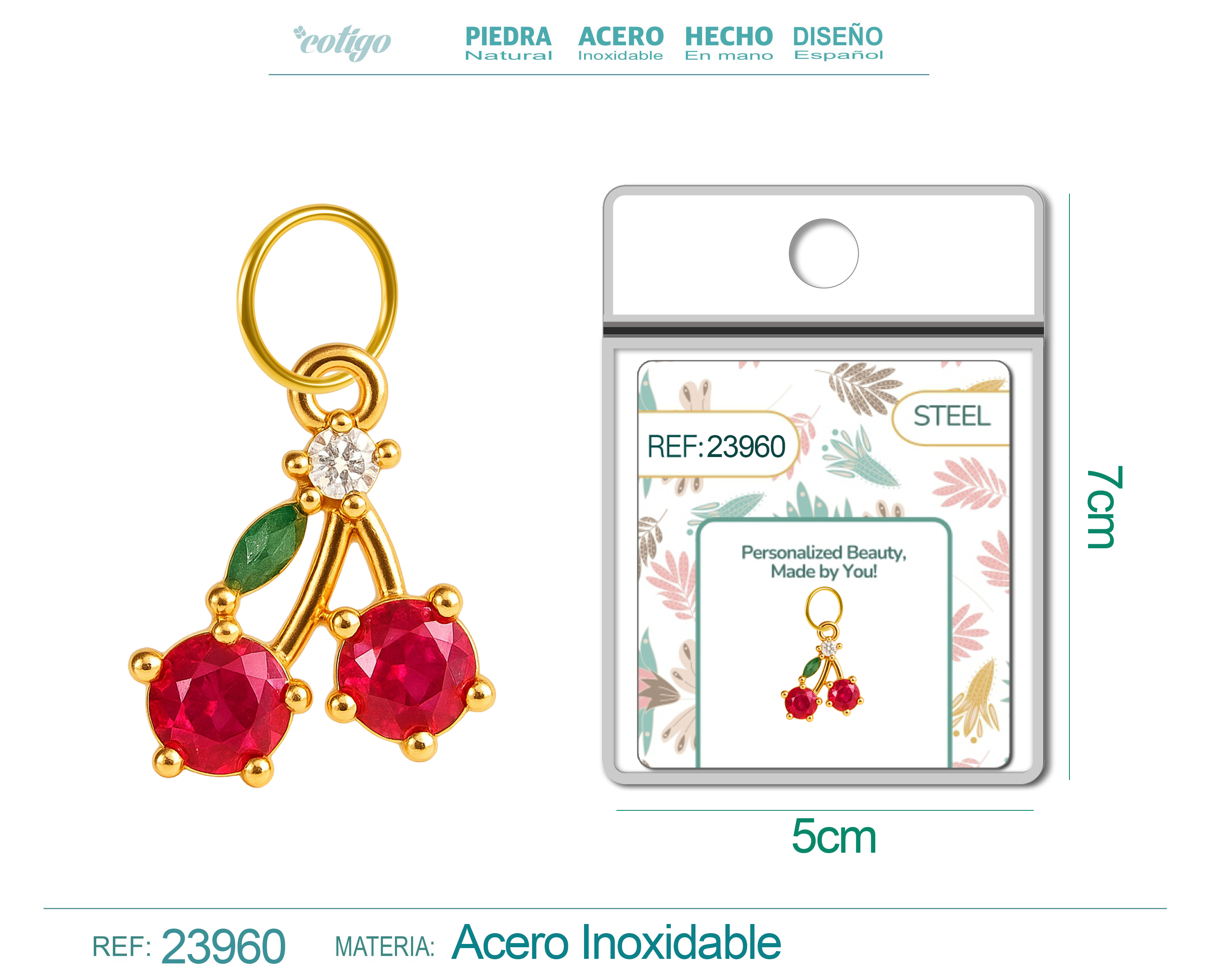 CHARM de Cobre Chapado Oro 14K con Circonita