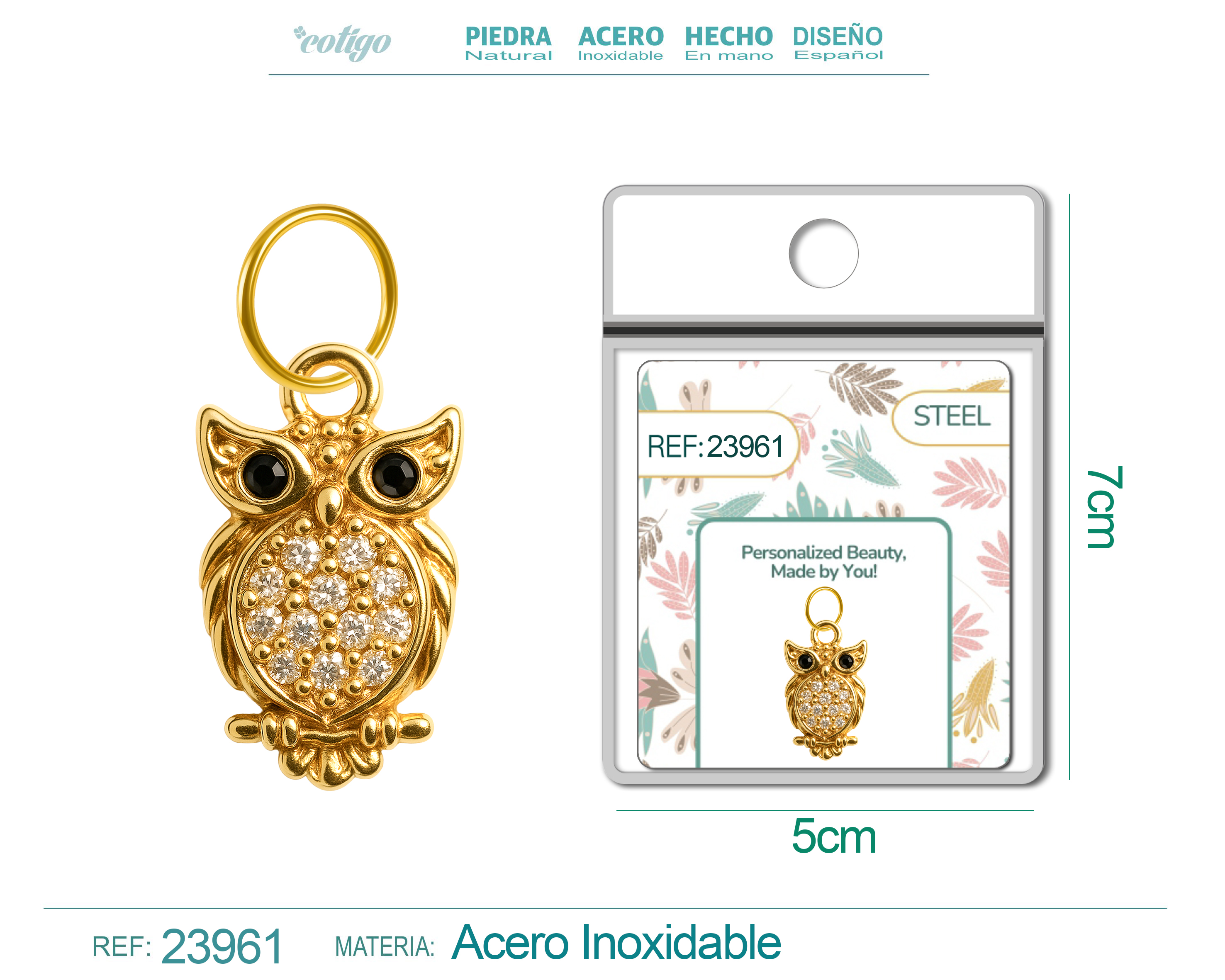 CHARM de Cobre Chapado Oro 14K con Circonita