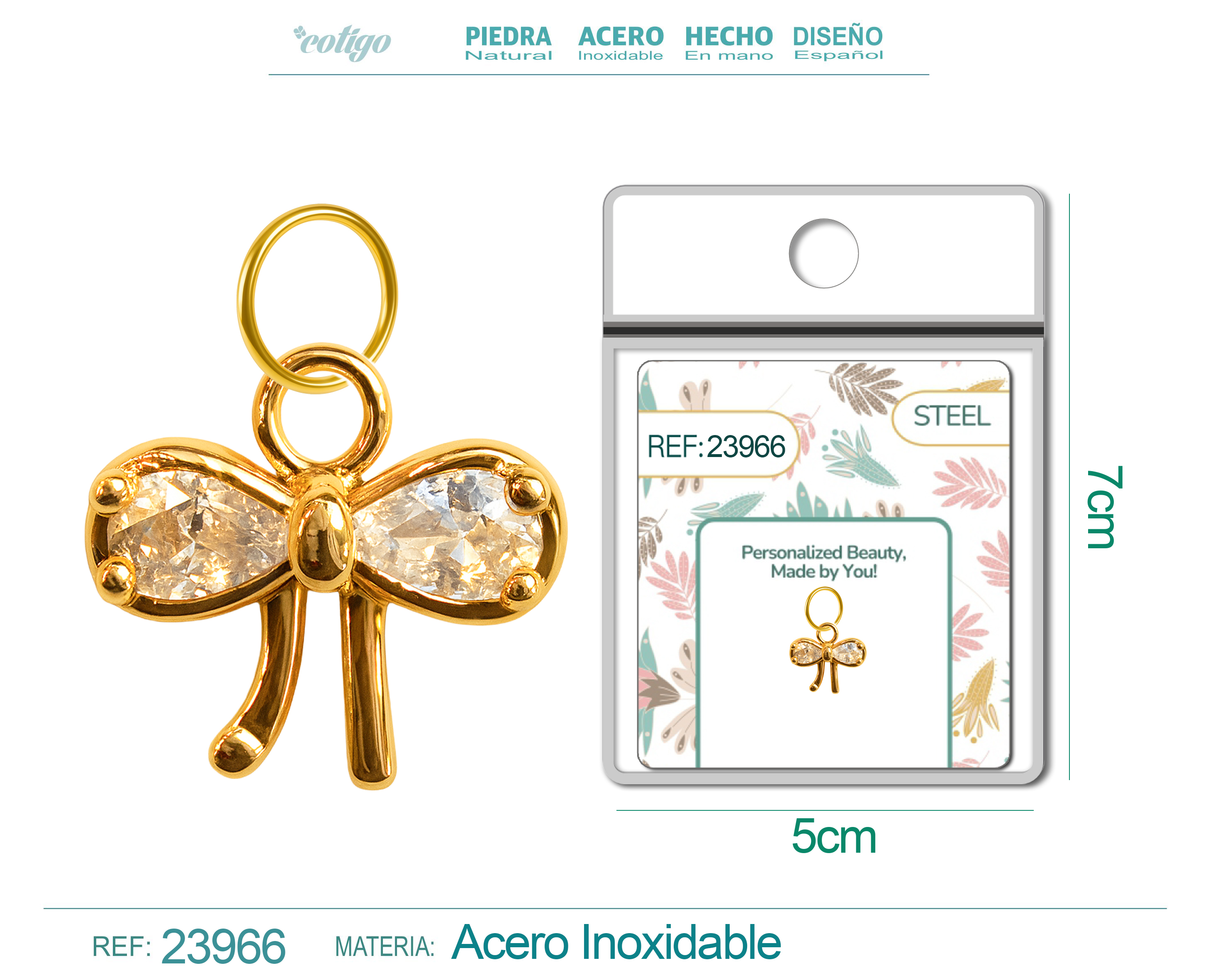 CHARM de Cobre Chapado Oro 14K con Circonita