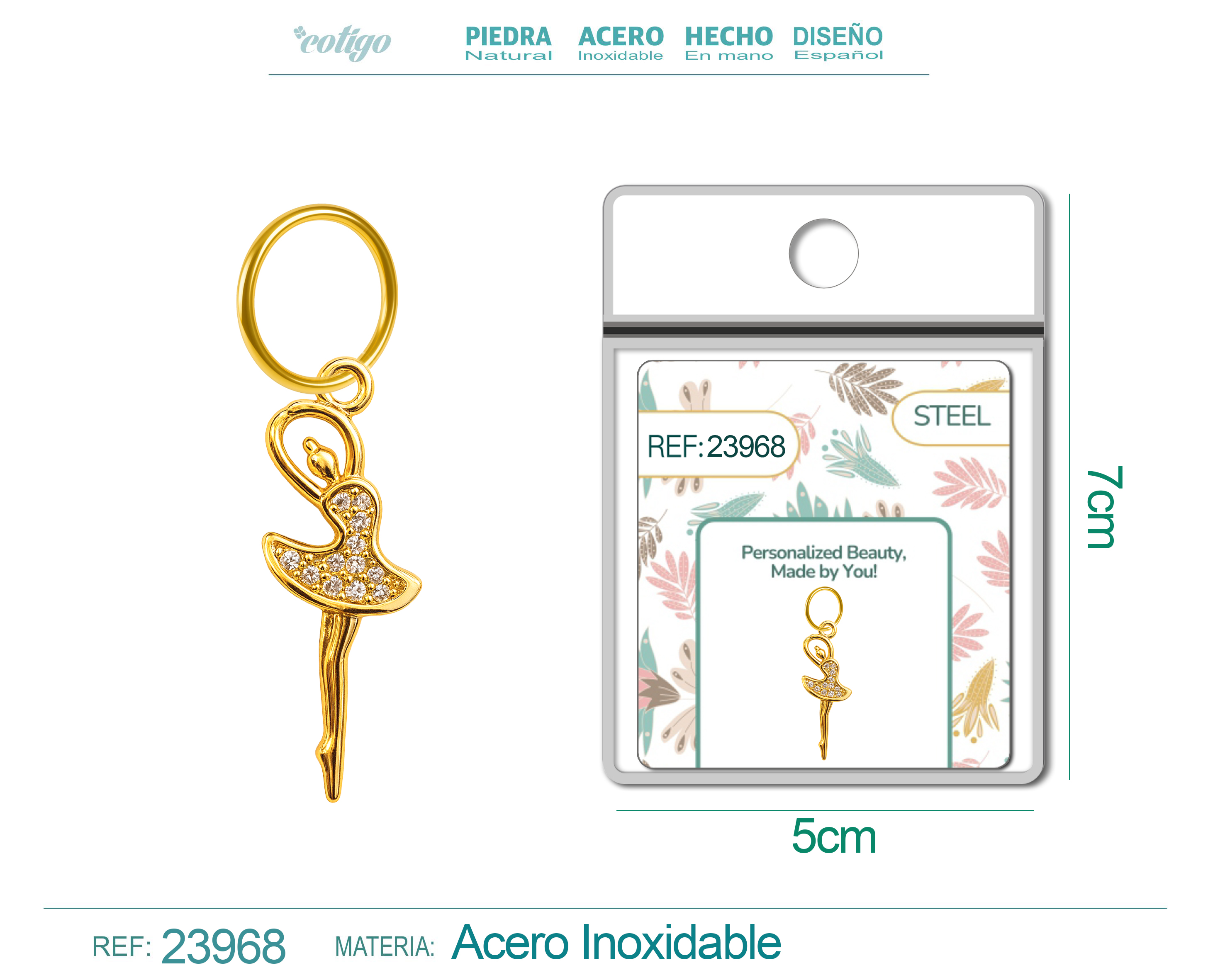 CHARM de Cobre Chapado Oro 14K con Circonita