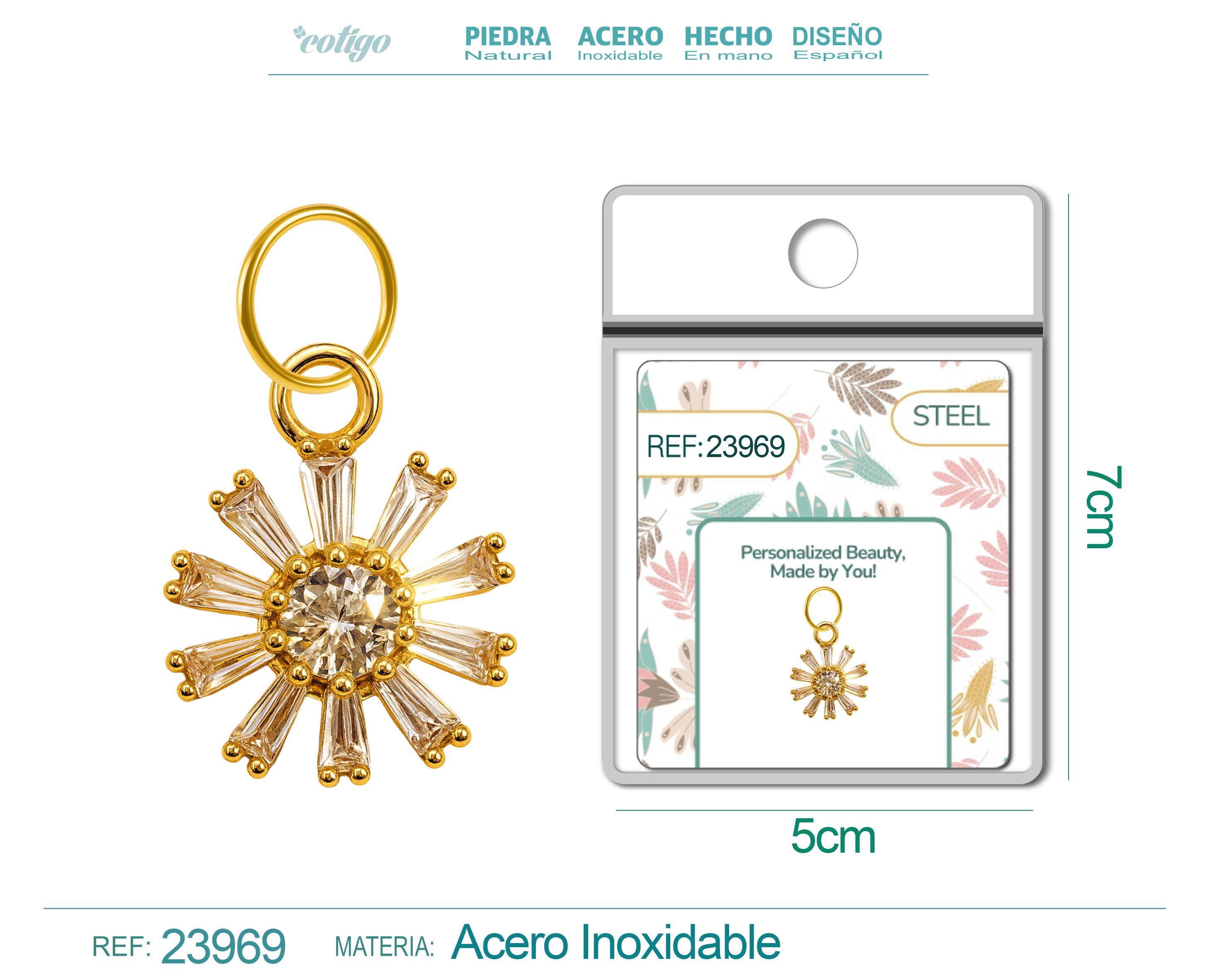 CHARM de Cobre Chapado Oro 14K con Circonita