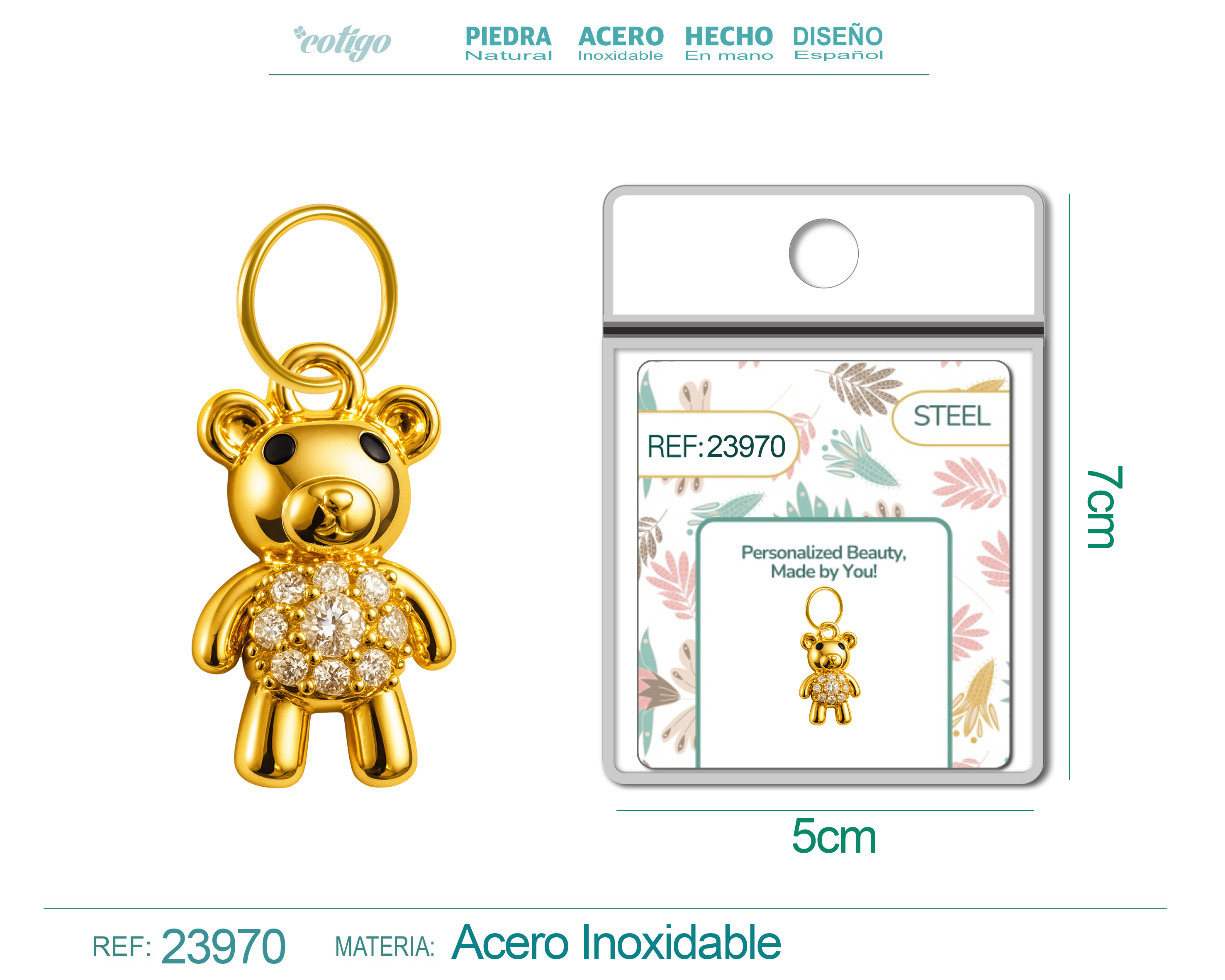 CHARM de Cobre Chapado Oro 14K con Circonita