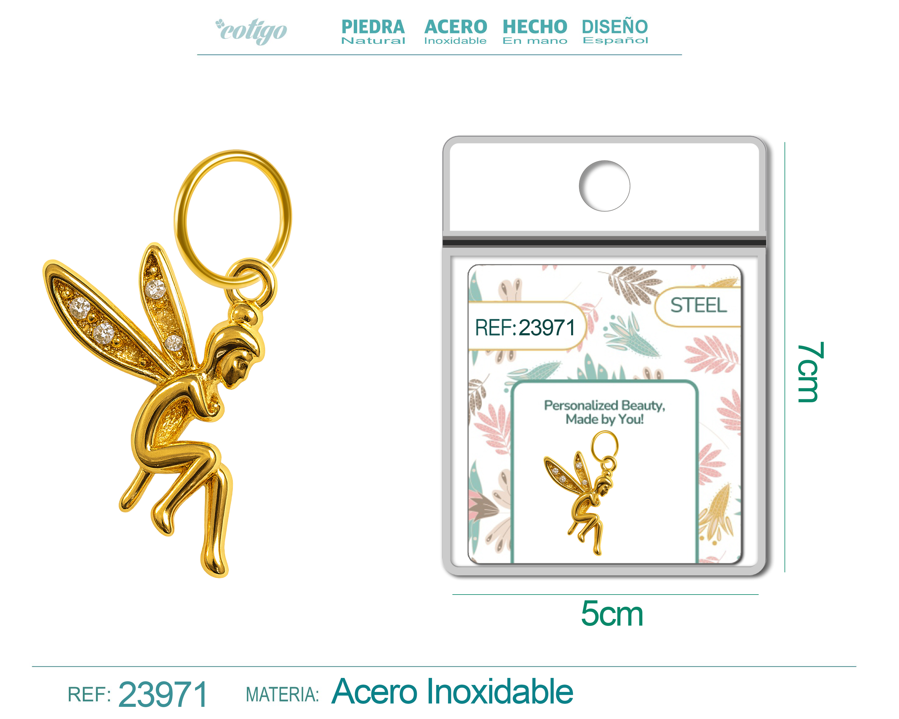 CHARM de Cobre Chapado Oro 14K con Circonita