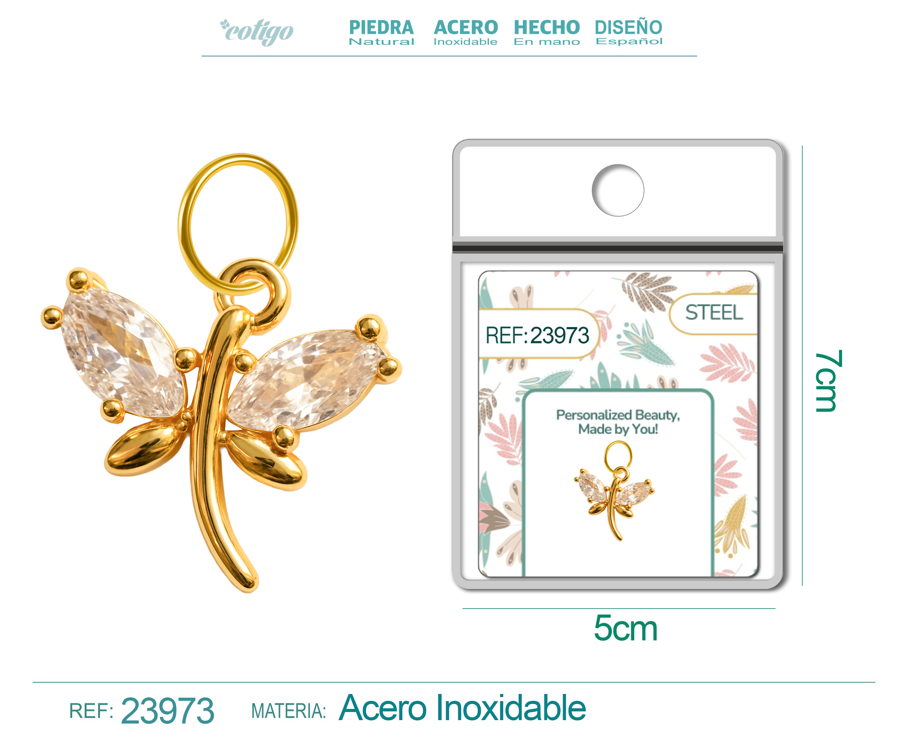 CHARM de Cobre Chapado Oro 14K con Circonita
