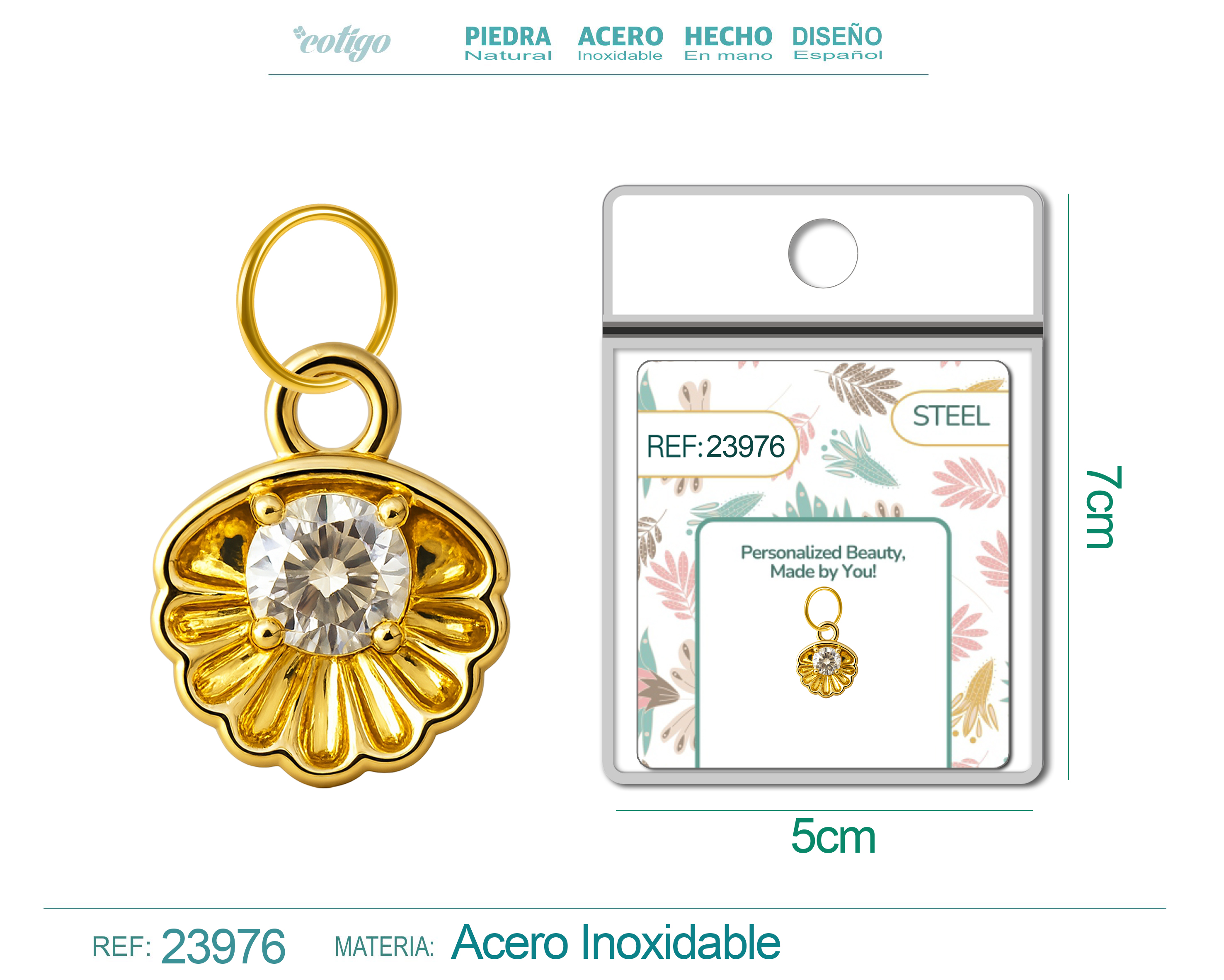 CHARM de Cobre Chapado Oro 14K con Circonita