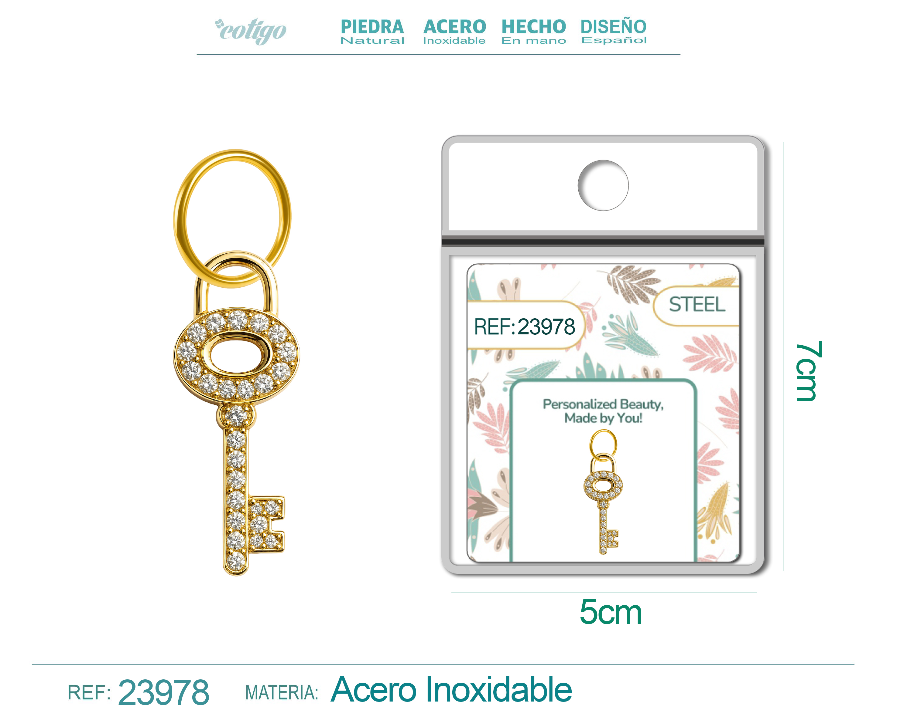 CHARM de Cobre Chapado Oro 14K con Circonita