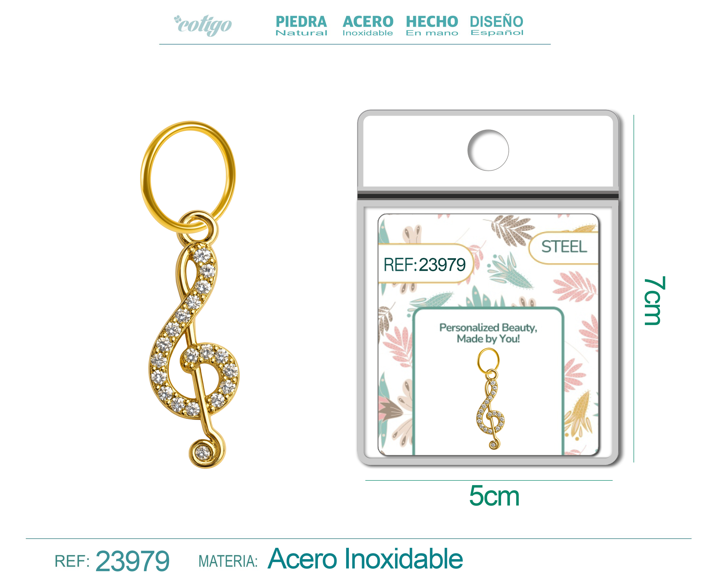 CHARM de Cobre Chapado Oro 14K con Circonita
