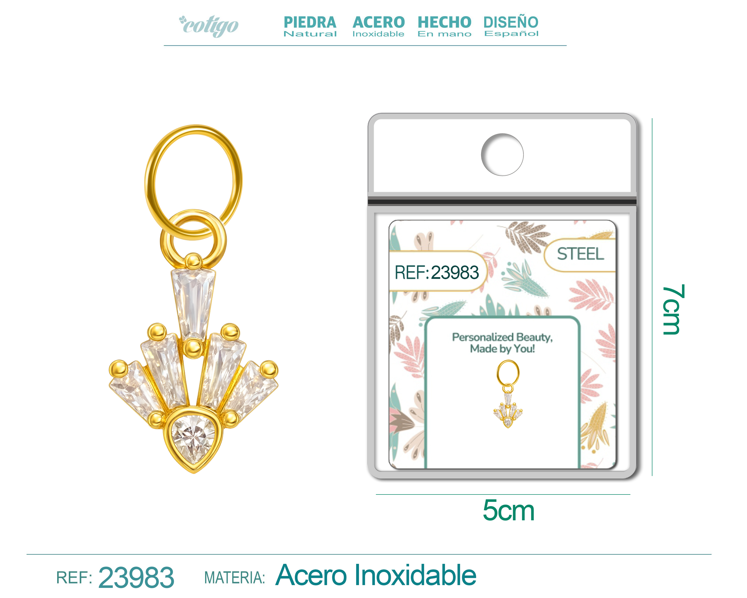 CHARM de Cobre Chapado Oro 14K con Circonita