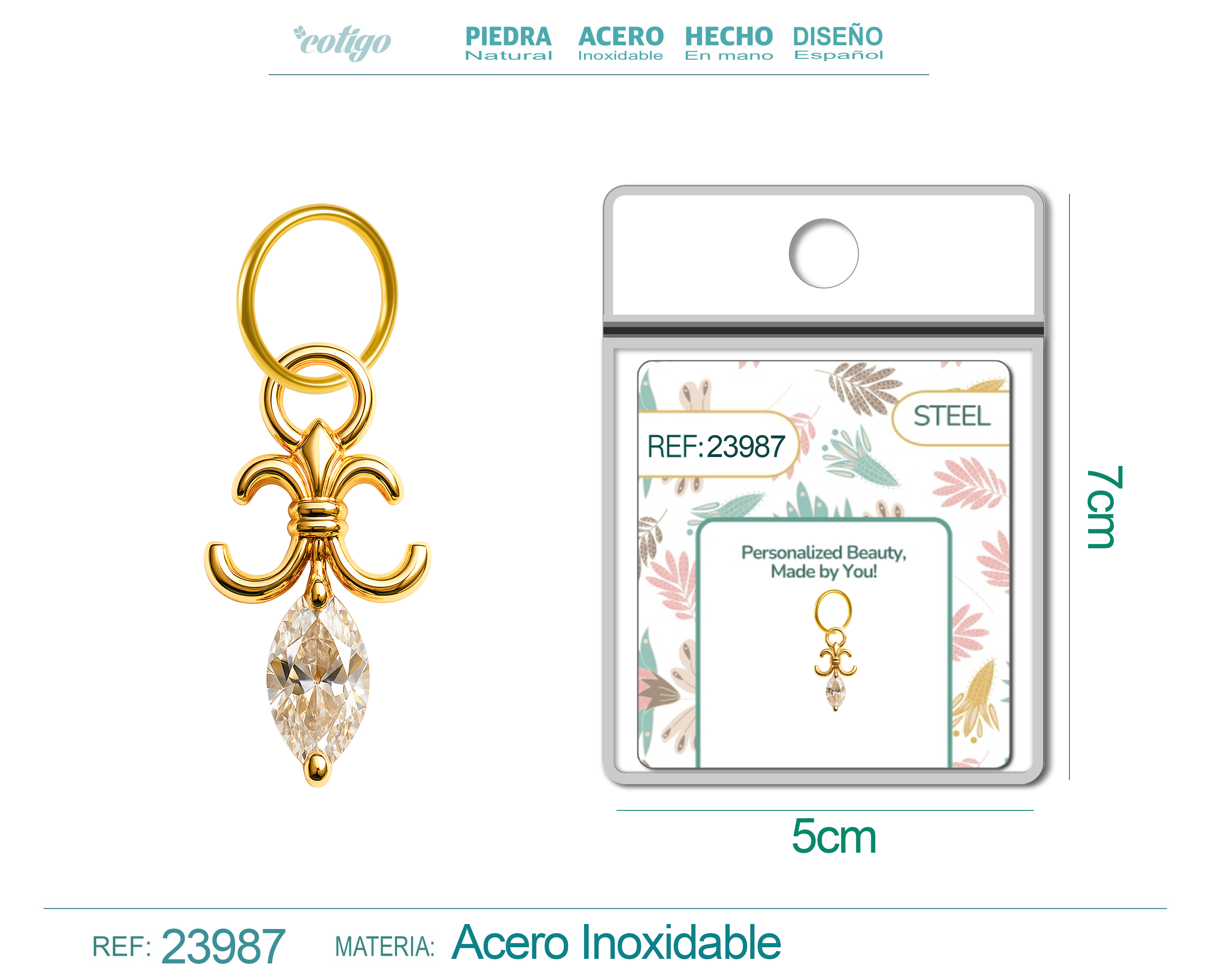 CHARM de Cobre Chapado Oro 14K con Circonita