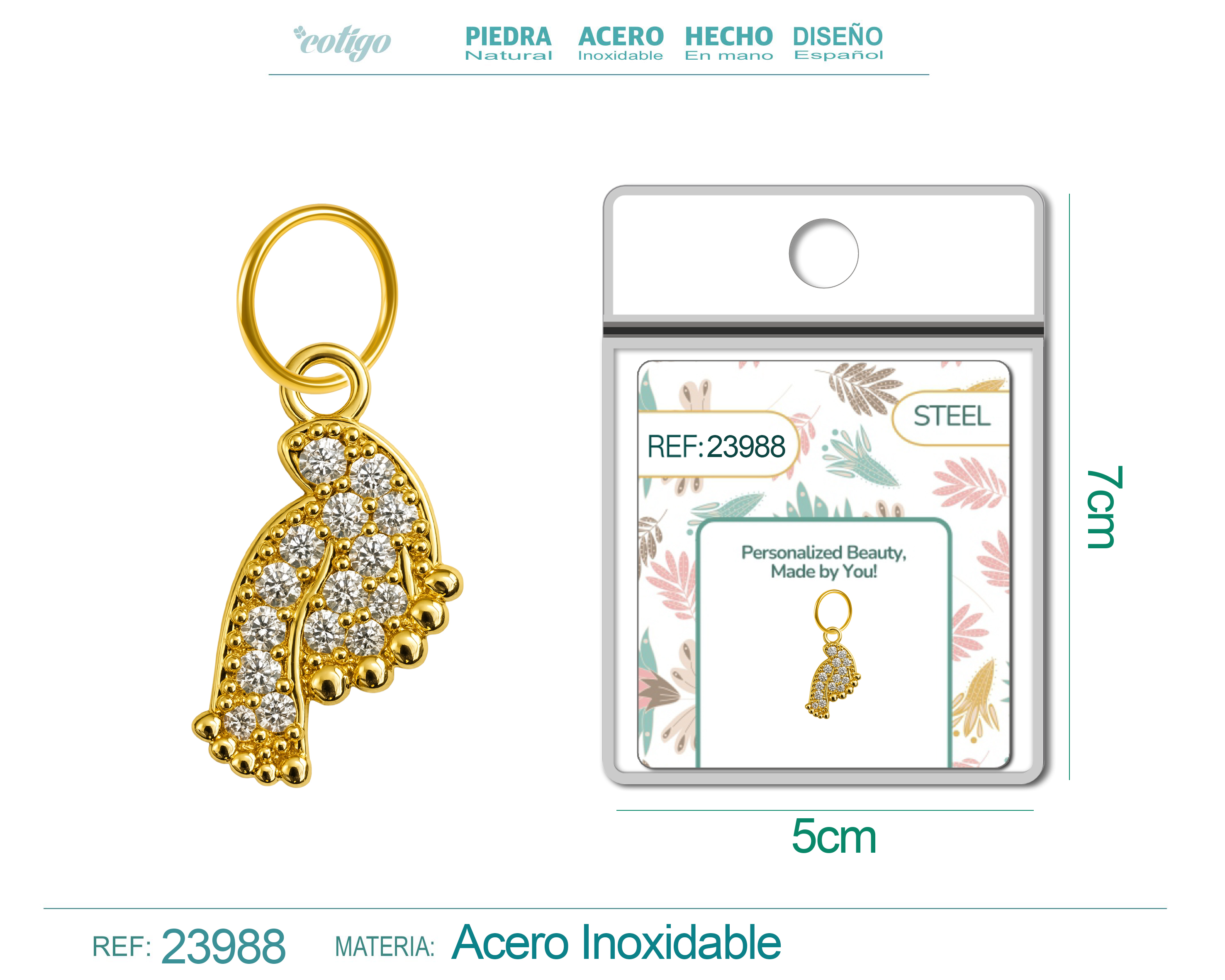 CHARM de Cobre Chapado Oro 14K con Circonita