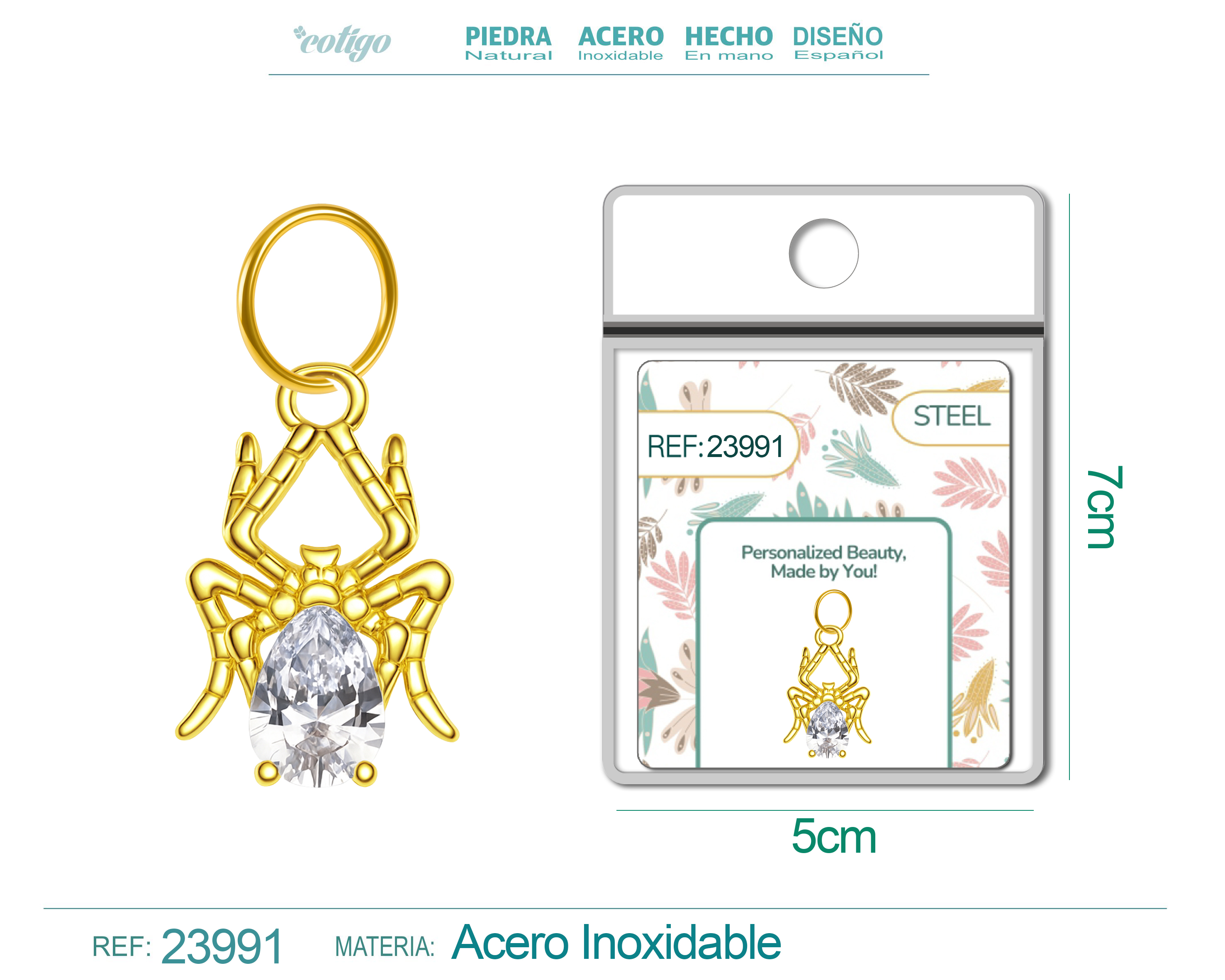 CHARM de Cobre Chapado Oro 14K con Circonita