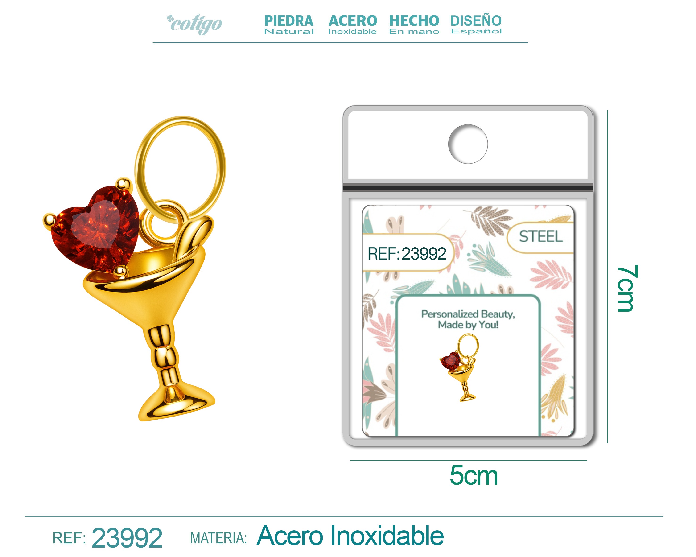 CHARM de Cobre Chapado Oro 14K con Circonita