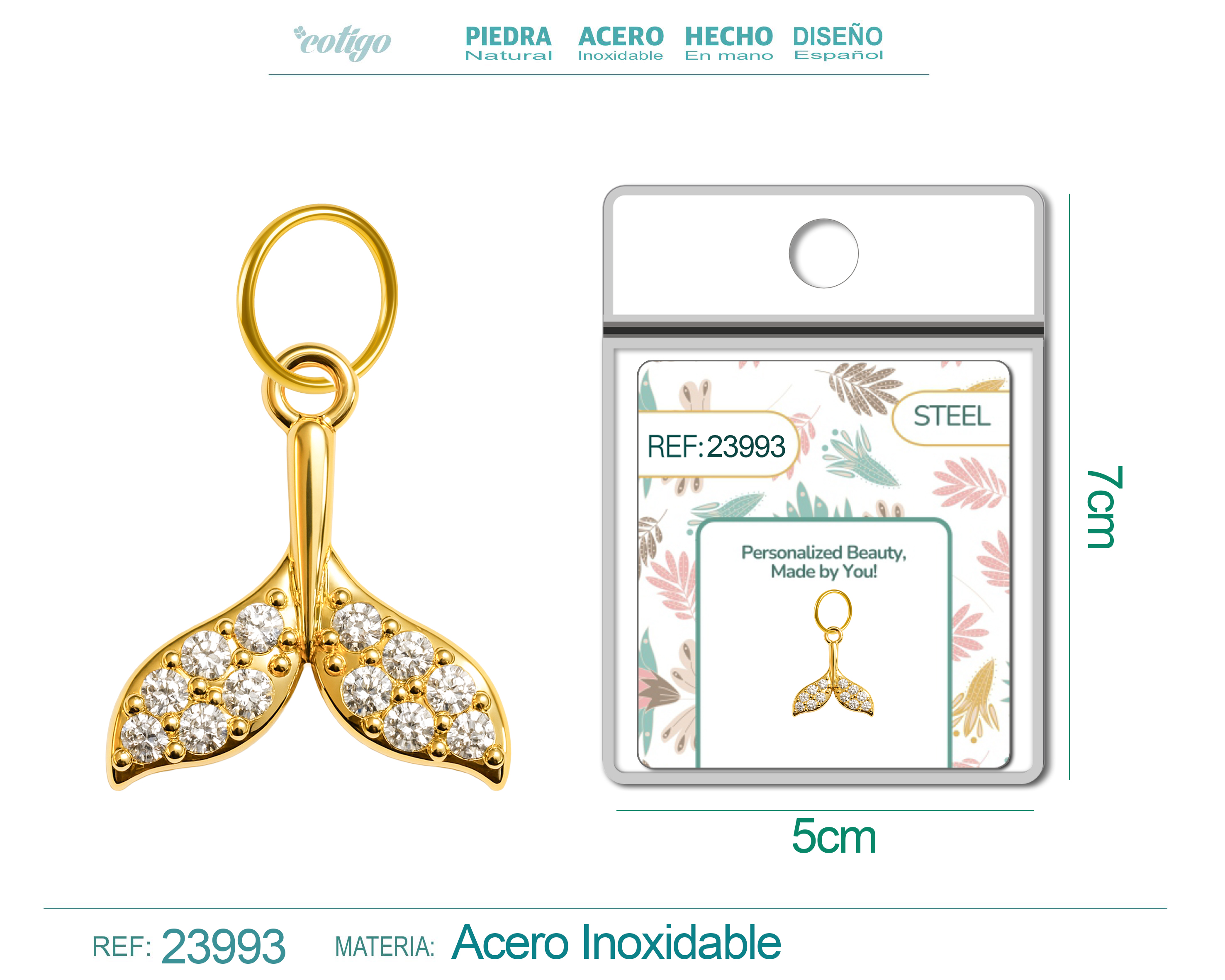 CHARM de Cobre Chapado Oro 14K con Circonita