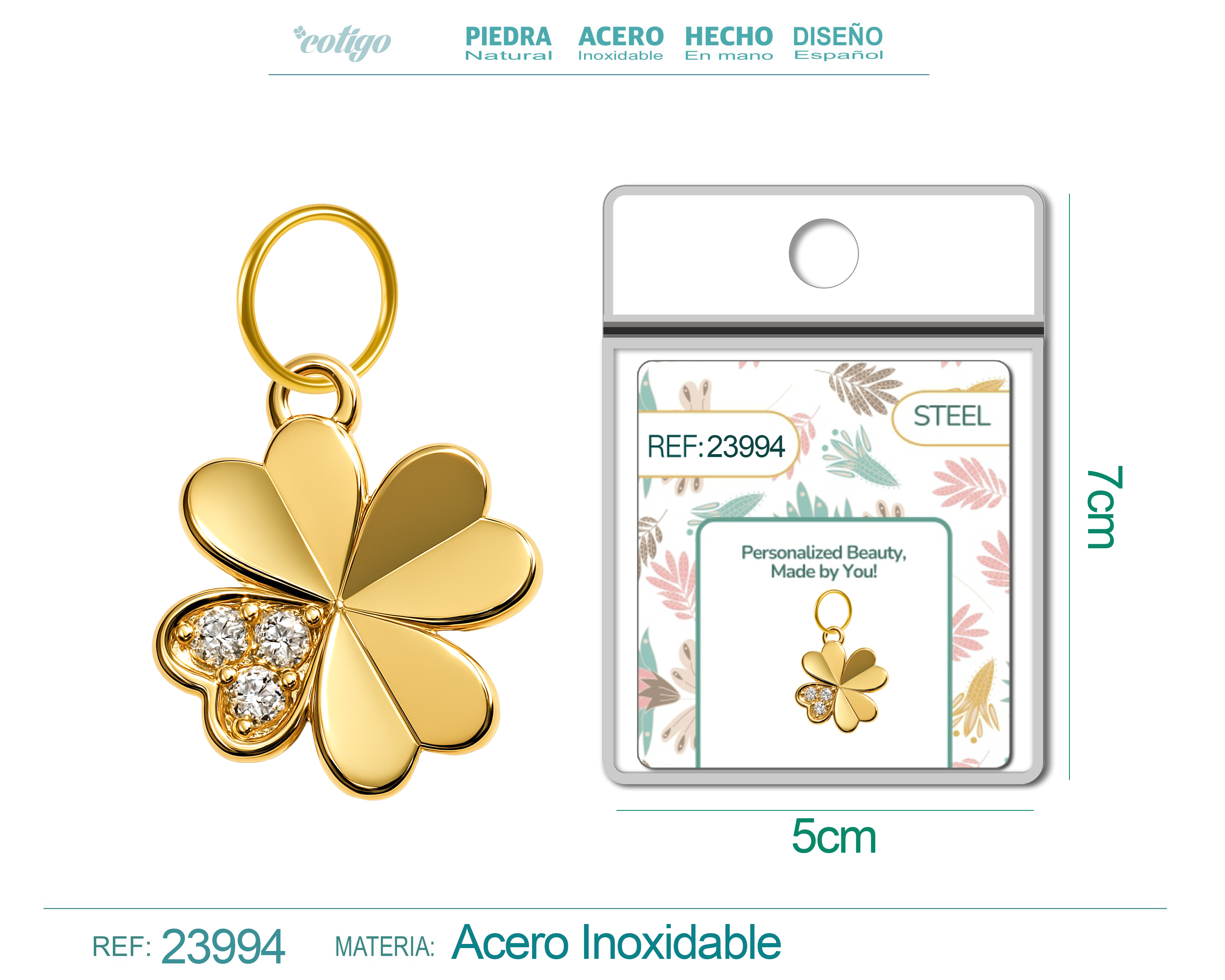 CHARM de Cobre Chapado Oro 14K con Circonita