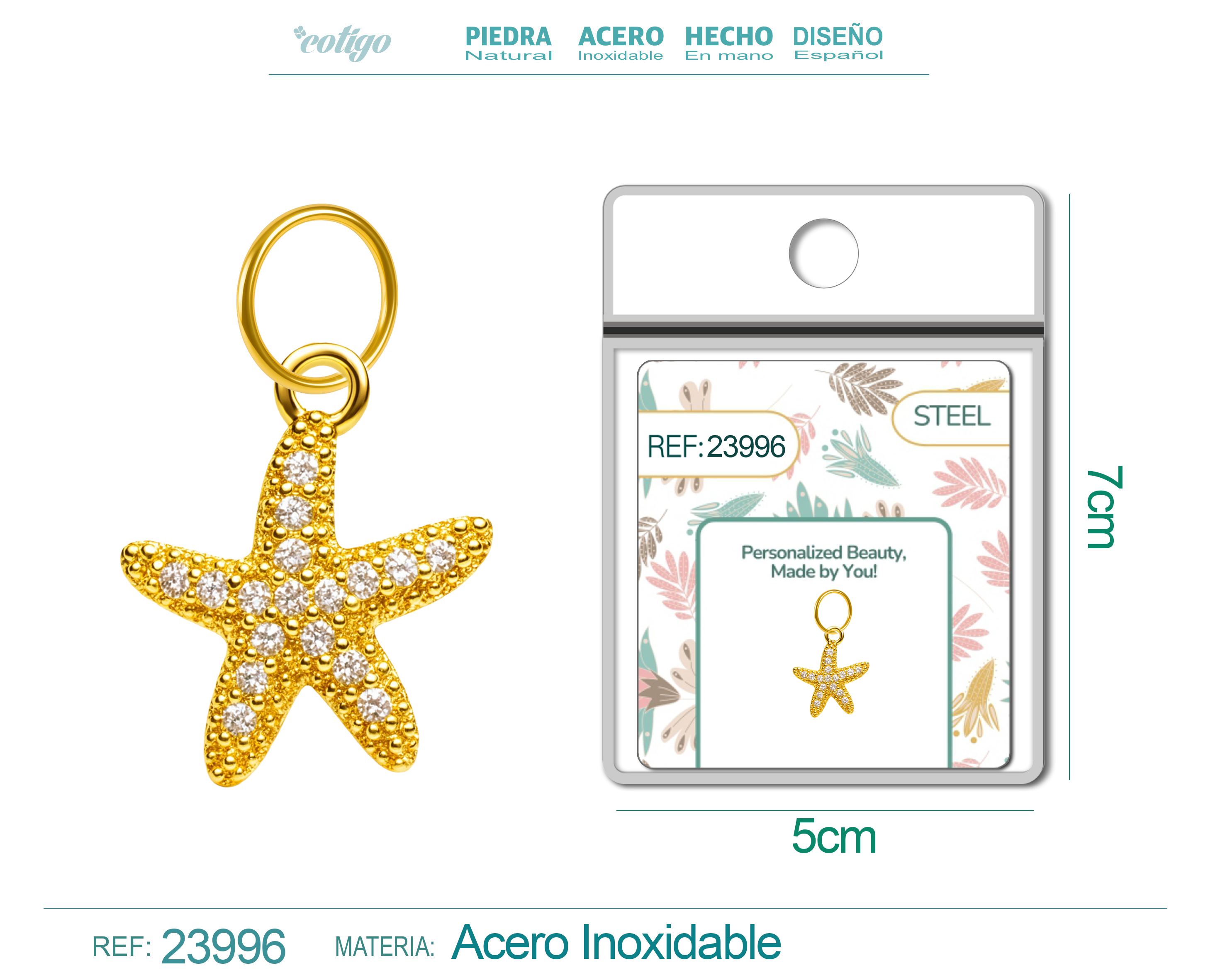 CHARM de Cobre Chapado Oro 14K con Circonita