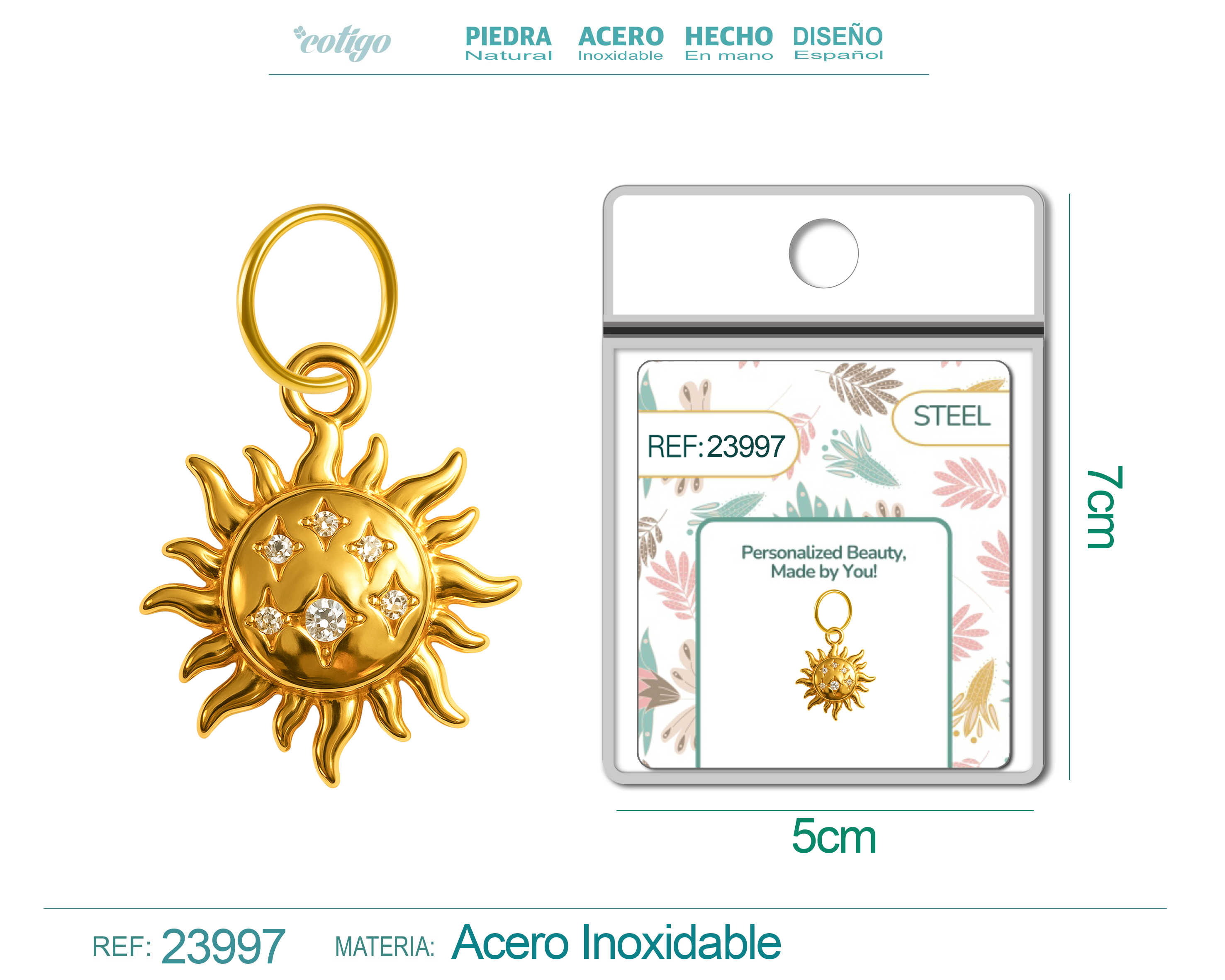 CHARM de Cobre Chapado Oro 14K con Circonita
