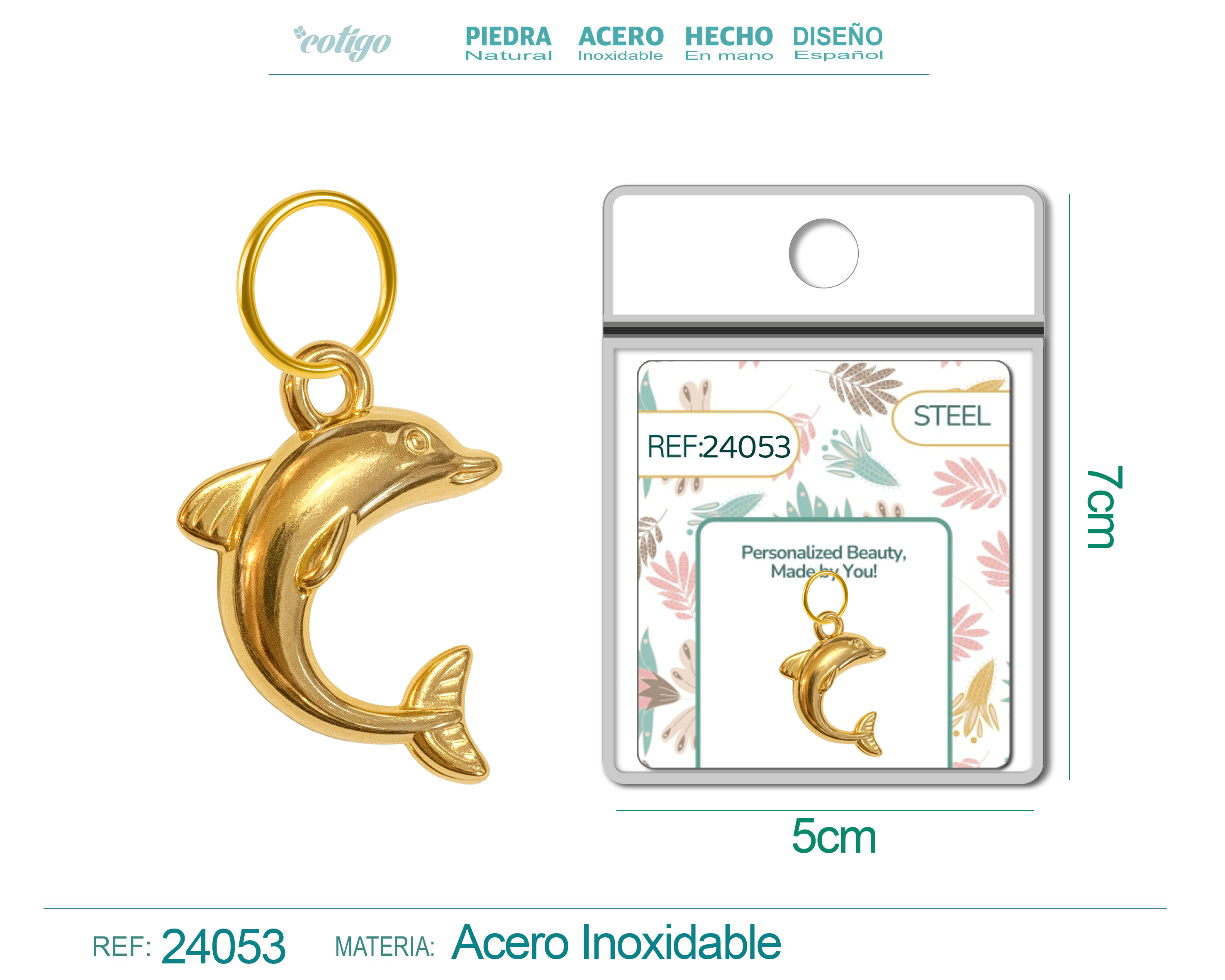 CHARM Acero Dorado Chapado Oro 14 K