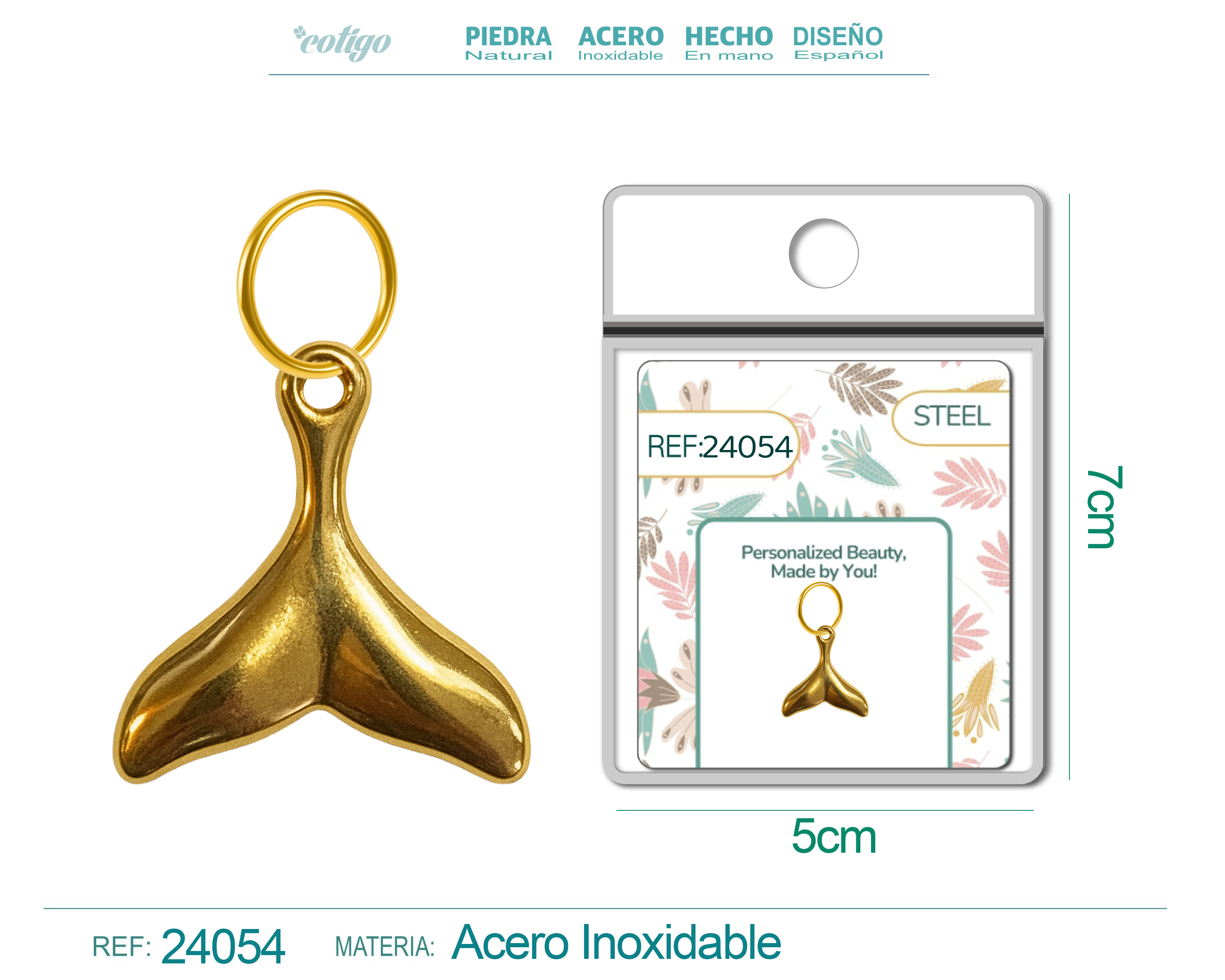 CHARM Acero Dorado Chapado Oro 14 K