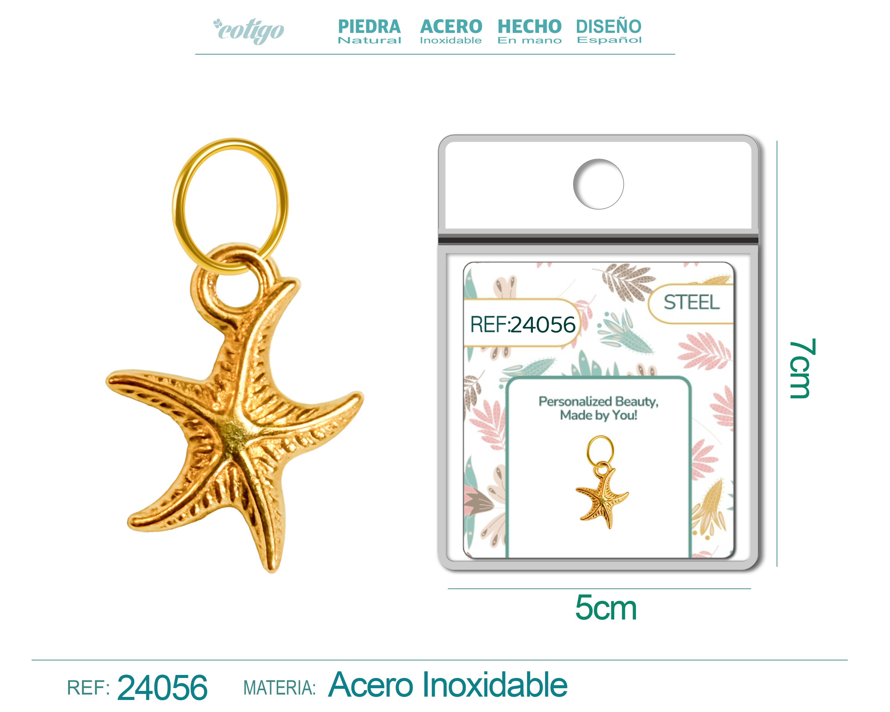 CHARM Acero Dorado Chapado Oro 14 K