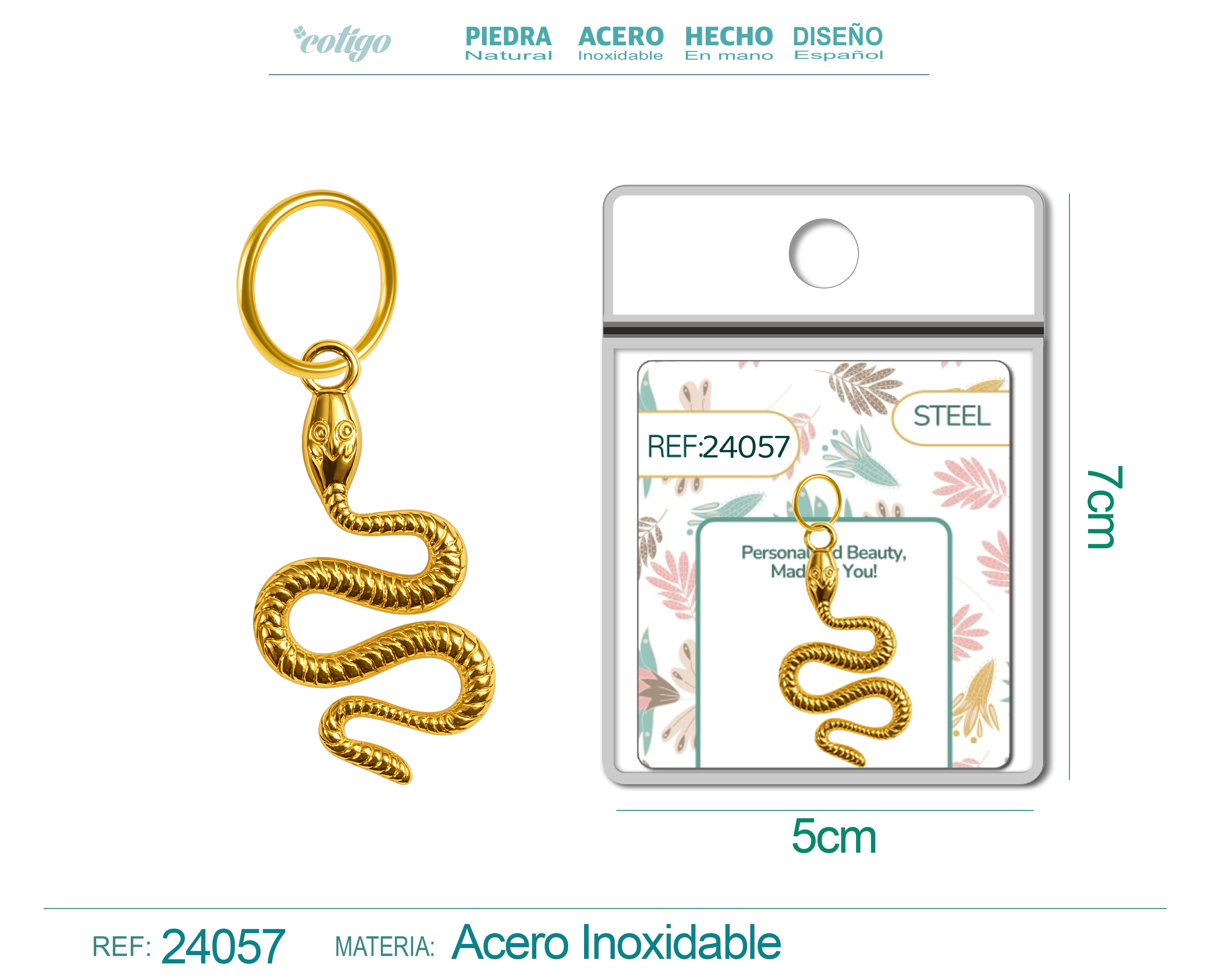 CHARM Acero Dorado Chapado Oro 14 K