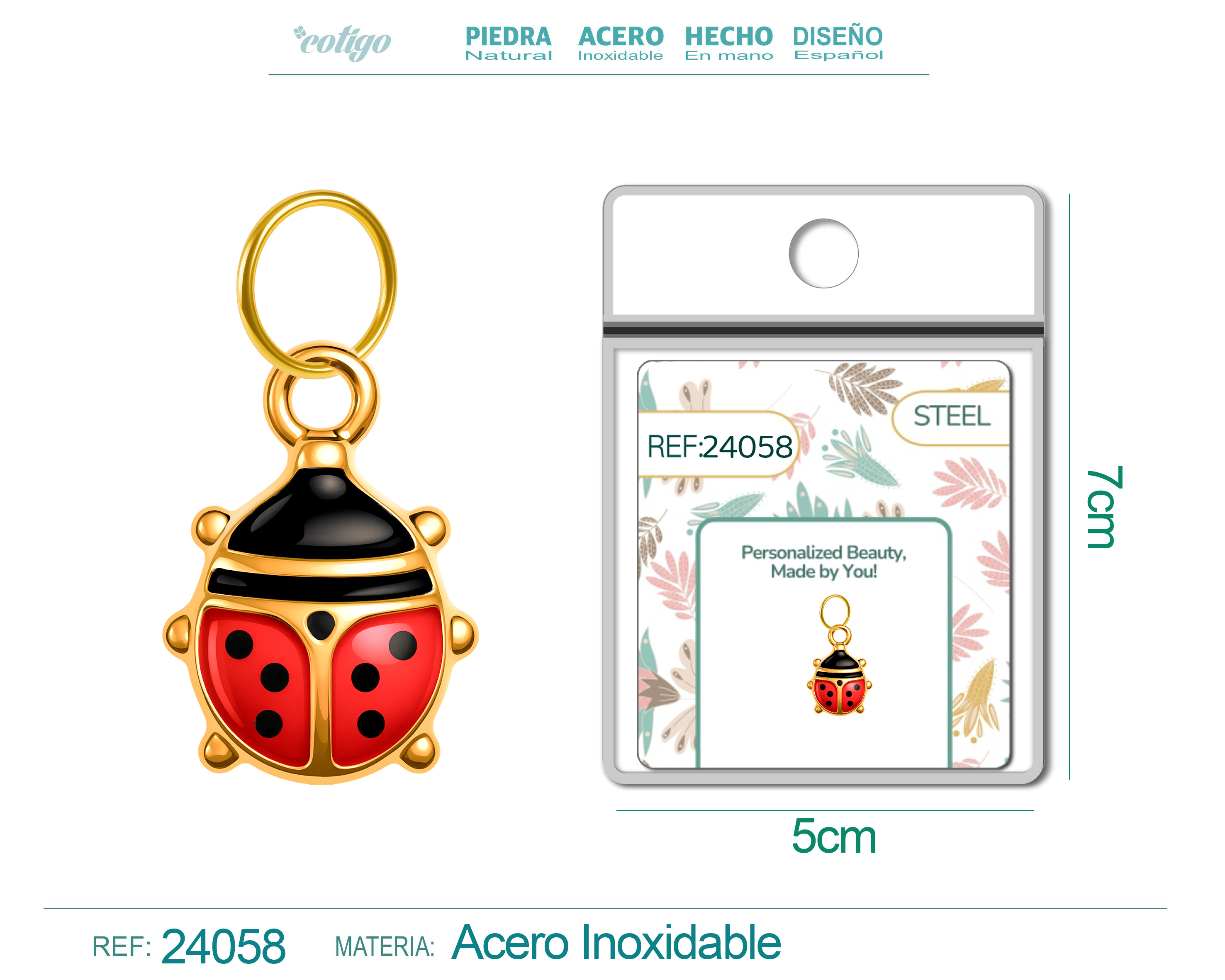 CHARM Acero Dorado Chapado Oro 14 K
