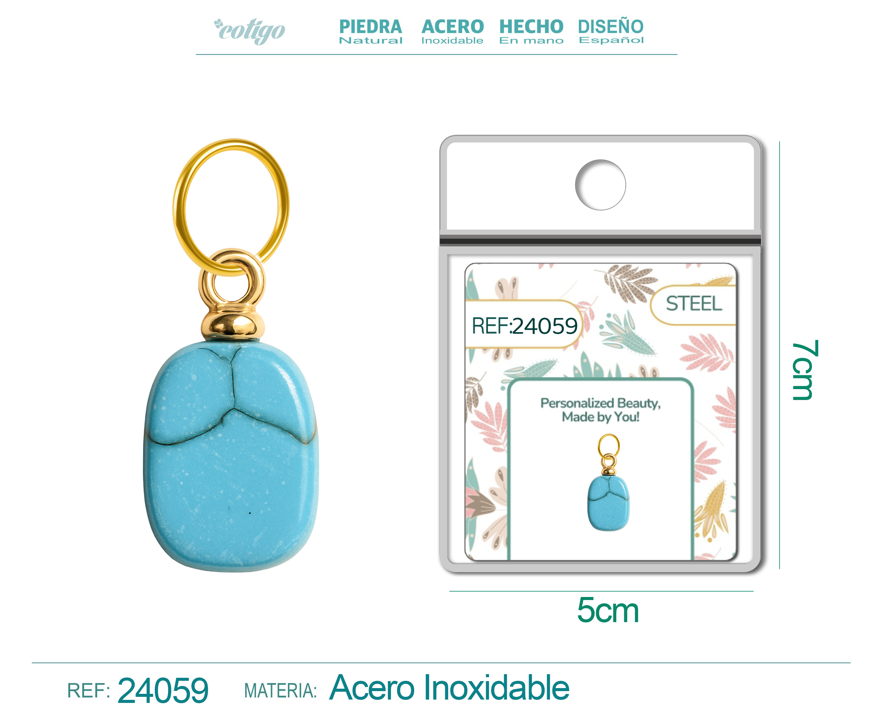 CHARM Acero Dorado Chapado Oro 14 K