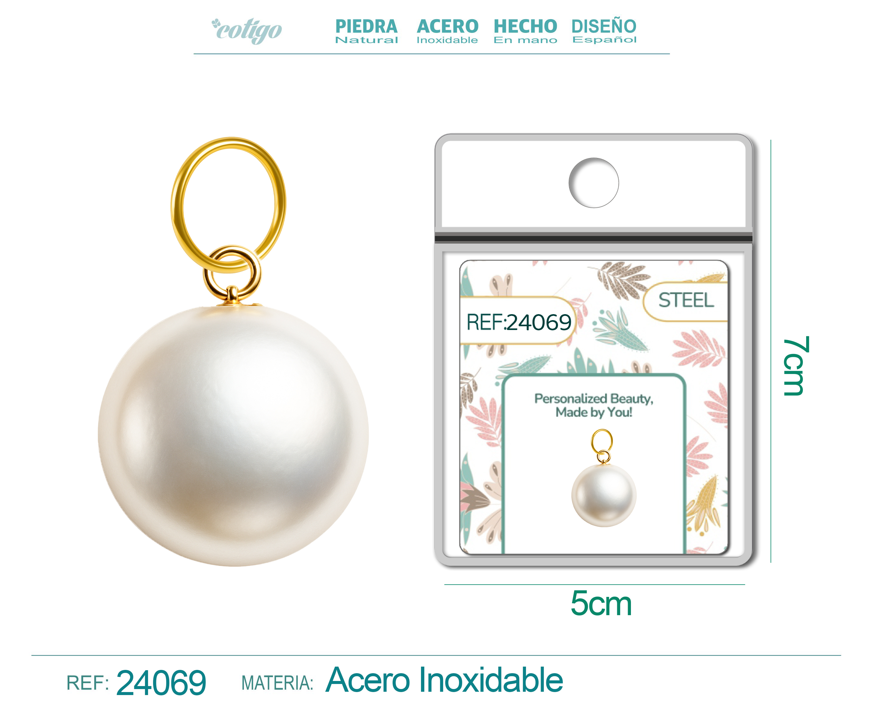 CHARM Acero Dorado Chapado Oro 14 K