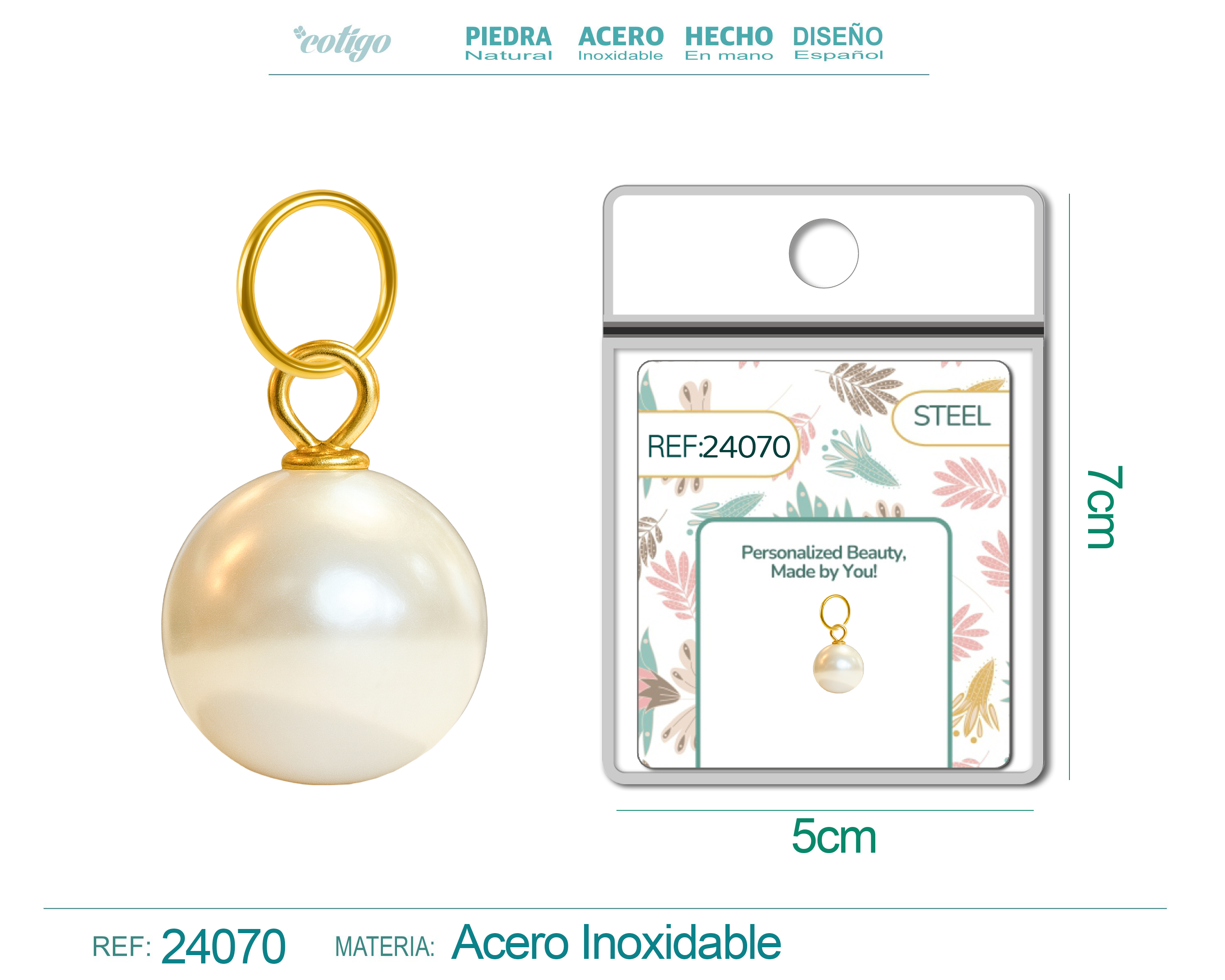CHARM Acero Dorado Chapado Oro 14 K