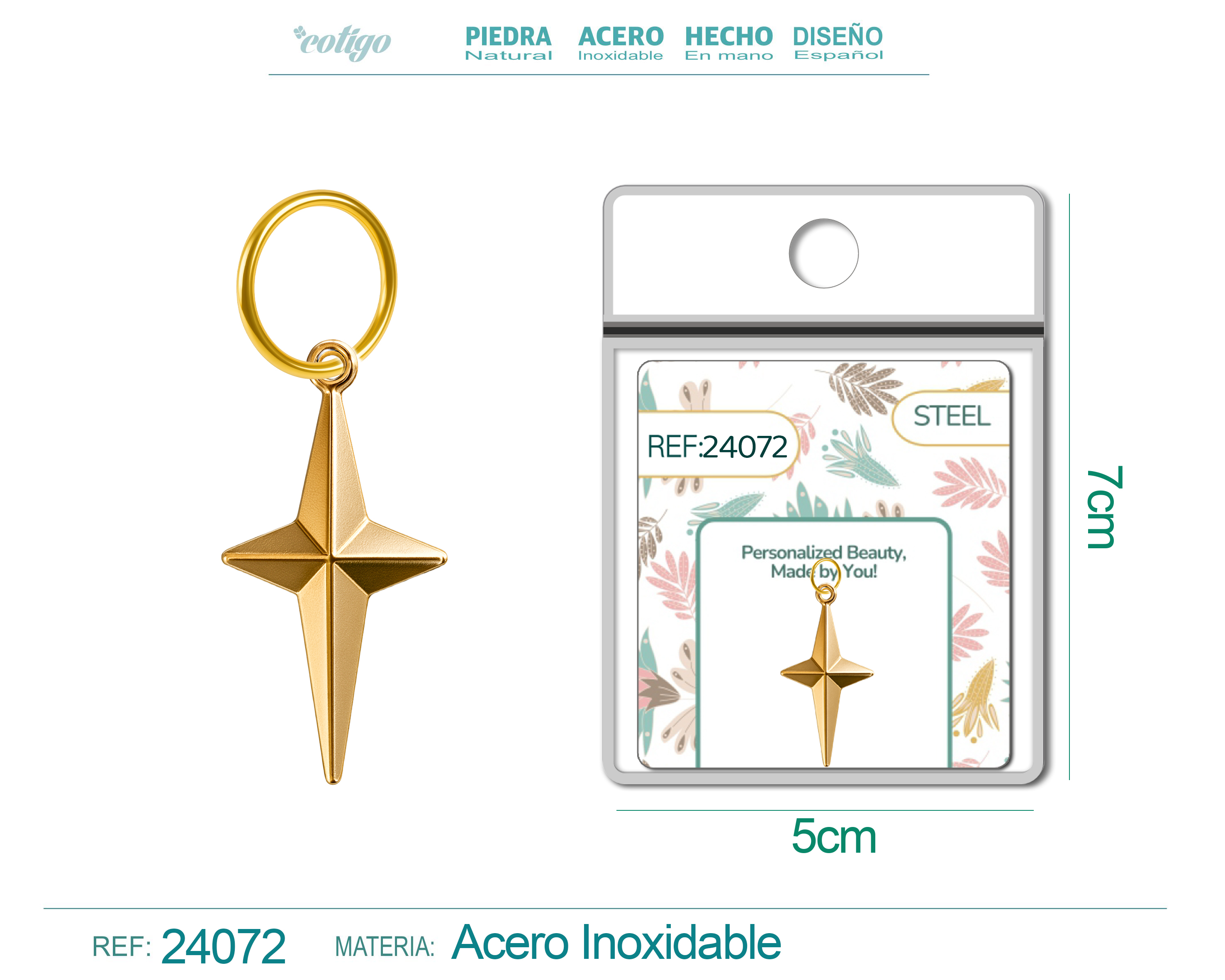 CHARM Acero Dorado Chapado Oro 14 K
