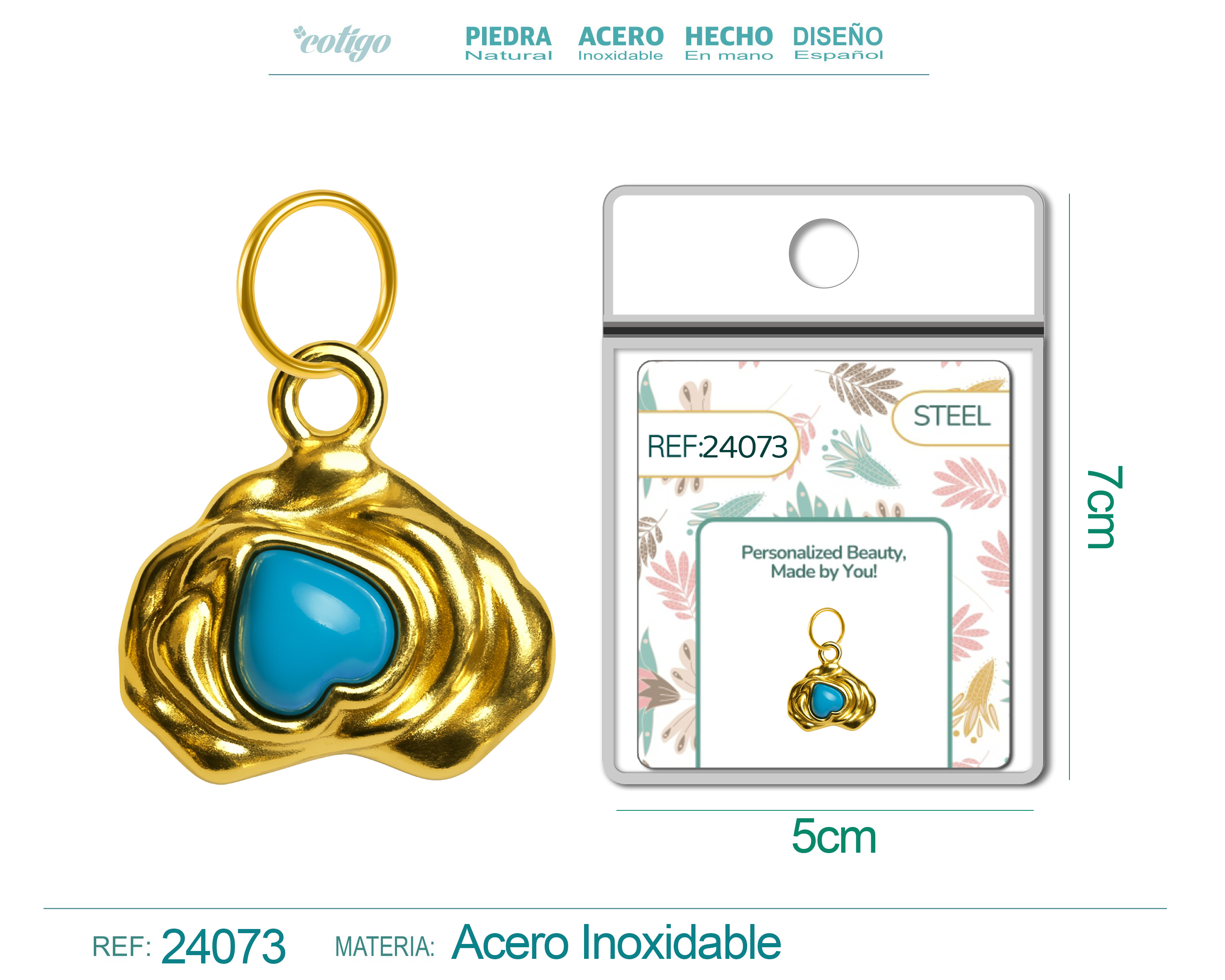 CHARM Acero Dorado Chapado Oro 14 K