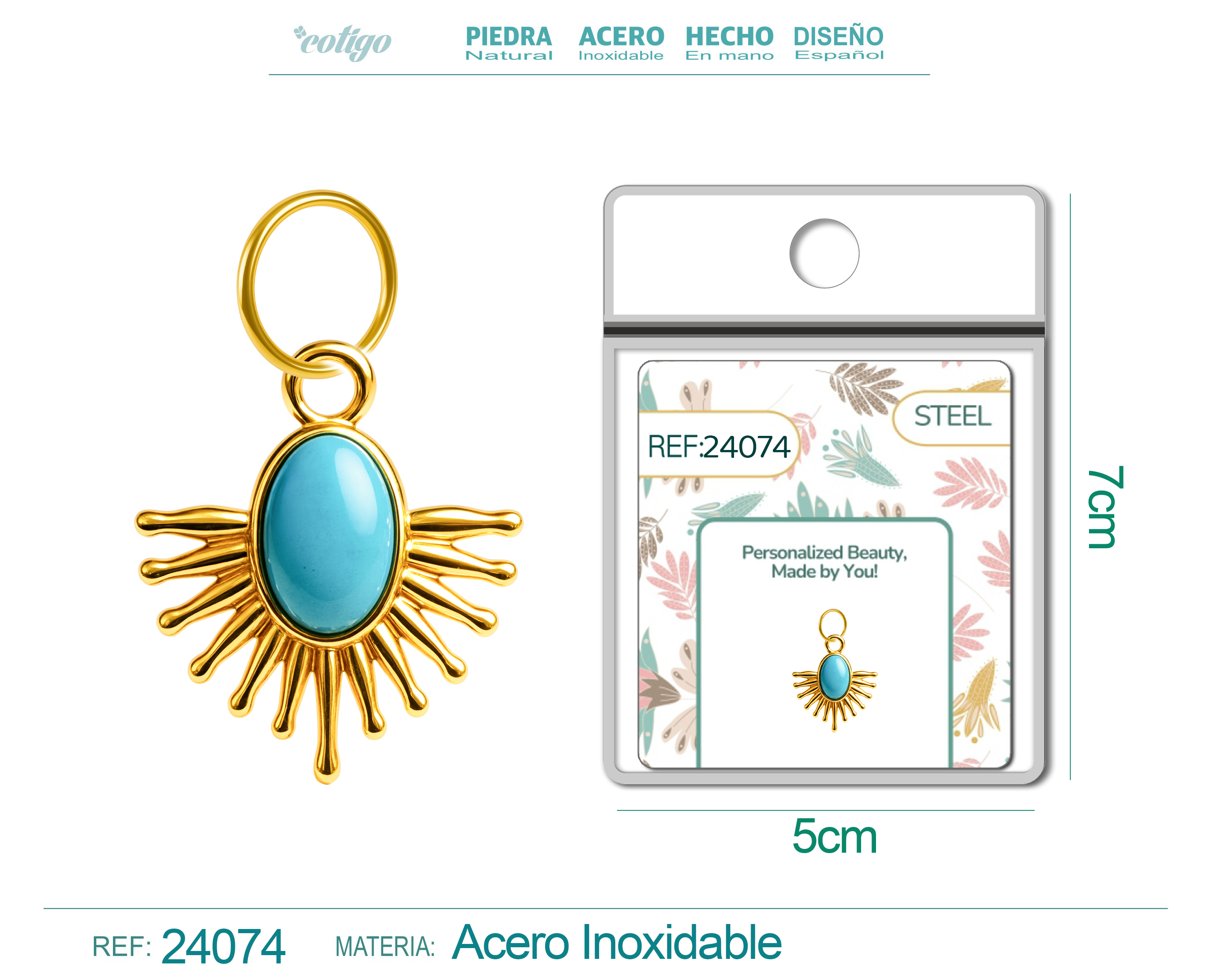 CHARM Acero Dorado Chapado Oro 14 K