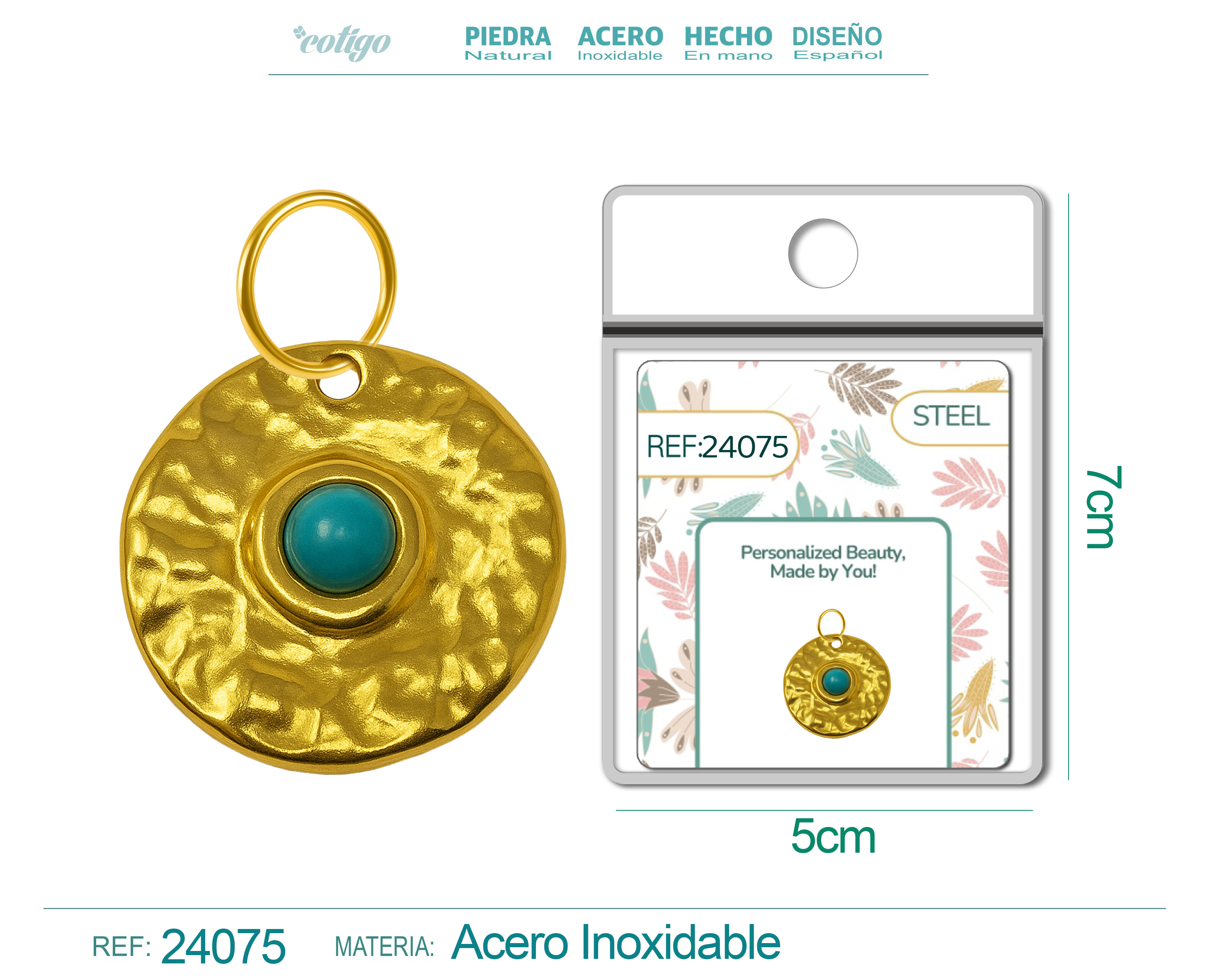 CHARM Acero Dorado Chapado Oro 14 K