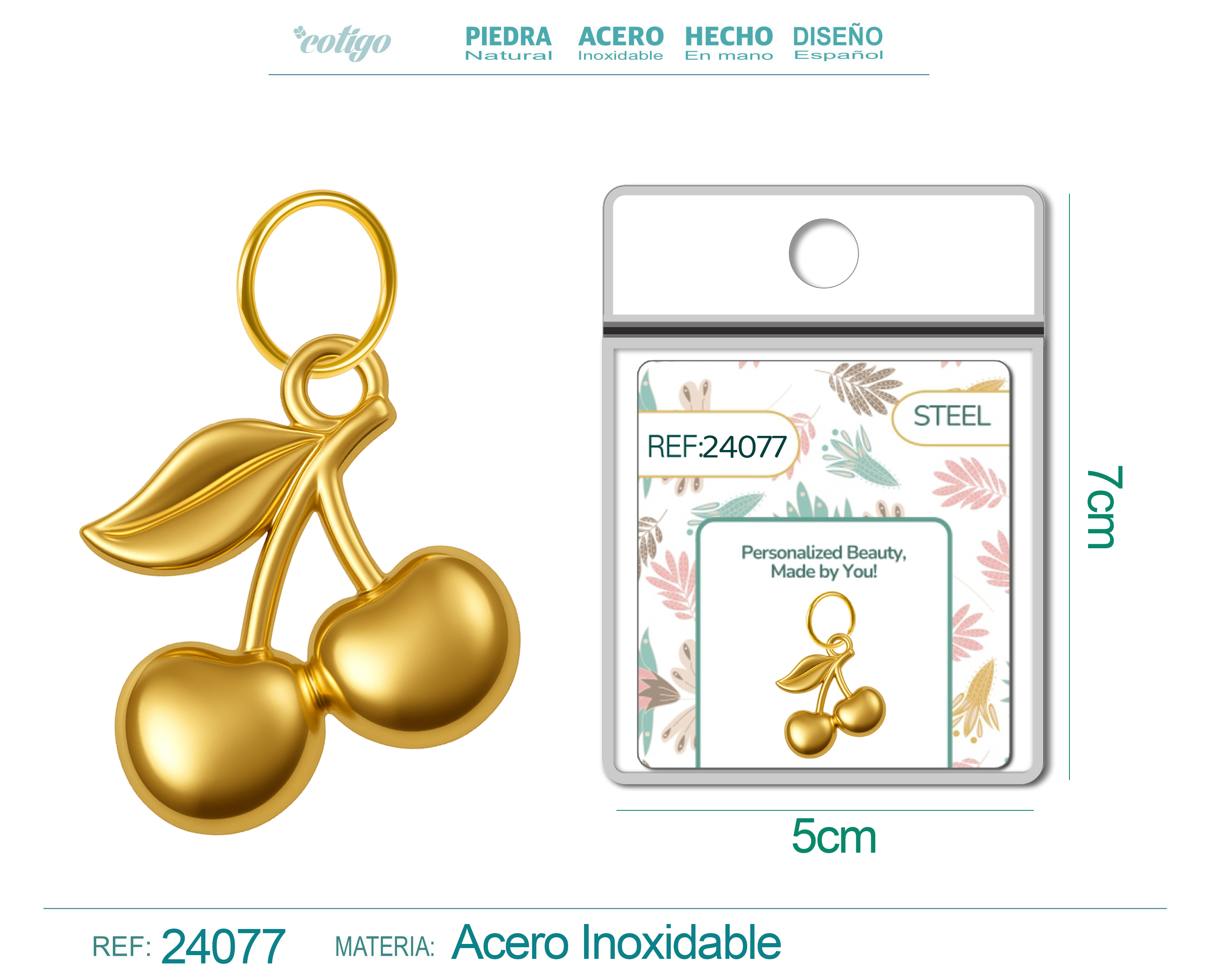 CHARM Acero Dorado Chapado Oro 14 K