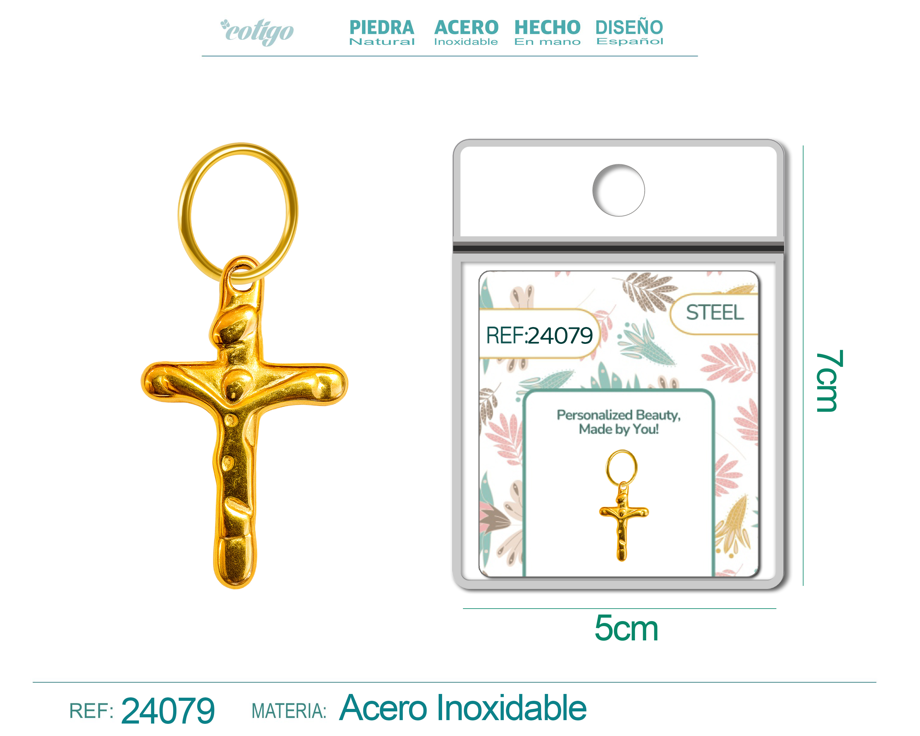 CHARM Acero Dorado Chapado Oro 14 K