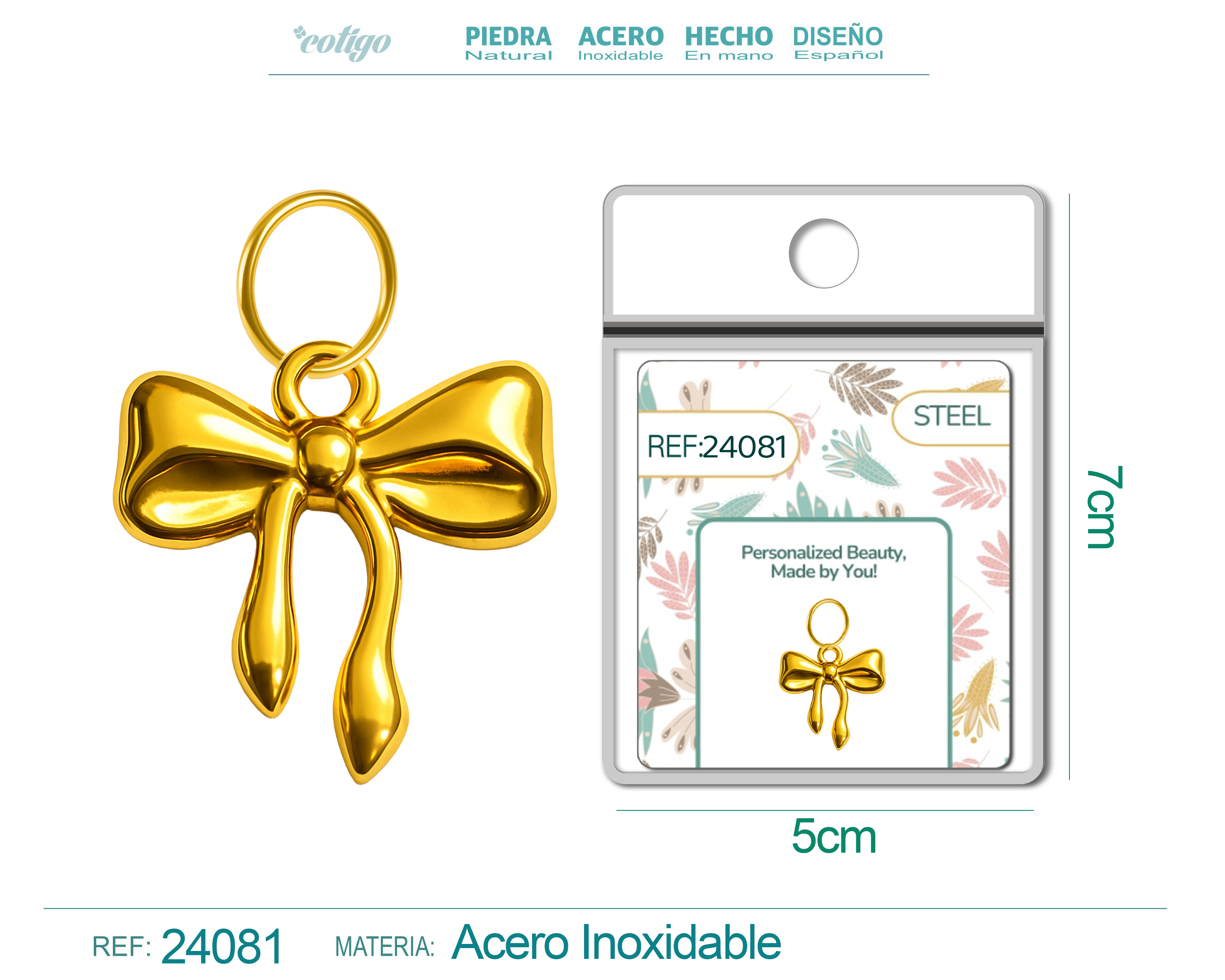 CHARM Acero Dorado Chapado Oro 14 K