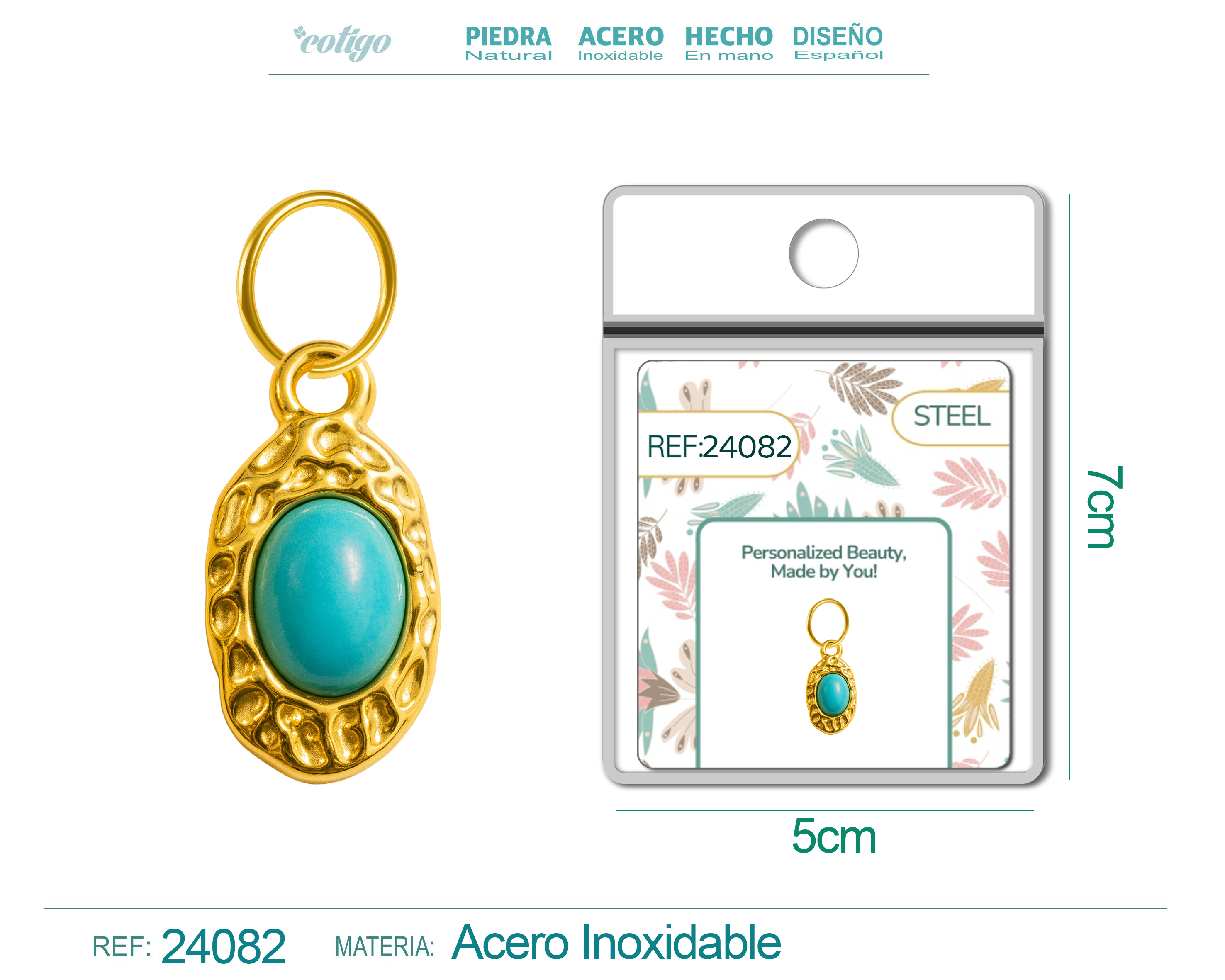 CHARM Acero Dorado Chapado Oro 14 K