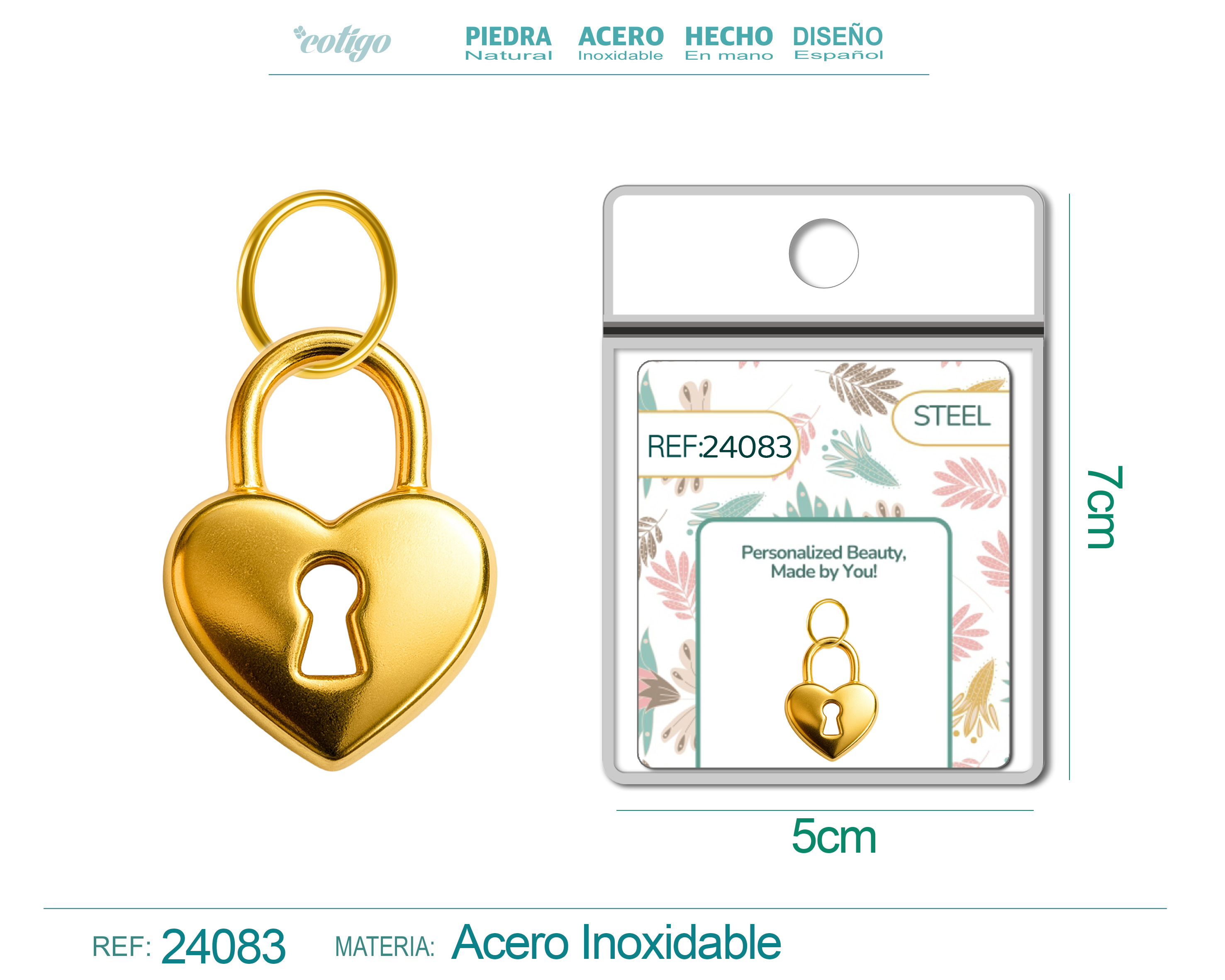 CHARM Acero Dorado Chapado Oro 14 K