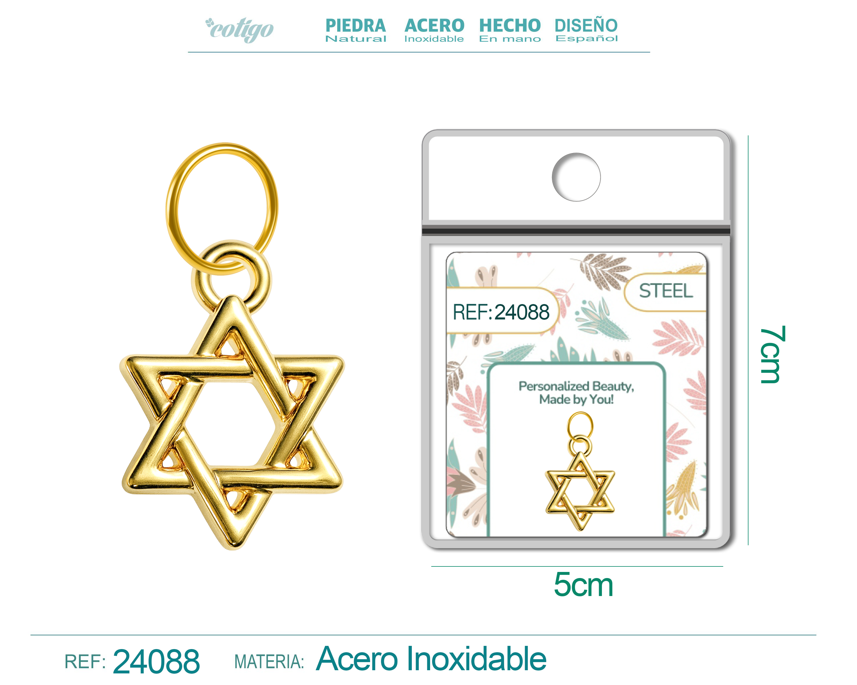 CHARM Acero Dorado Chapado Oro 14 K