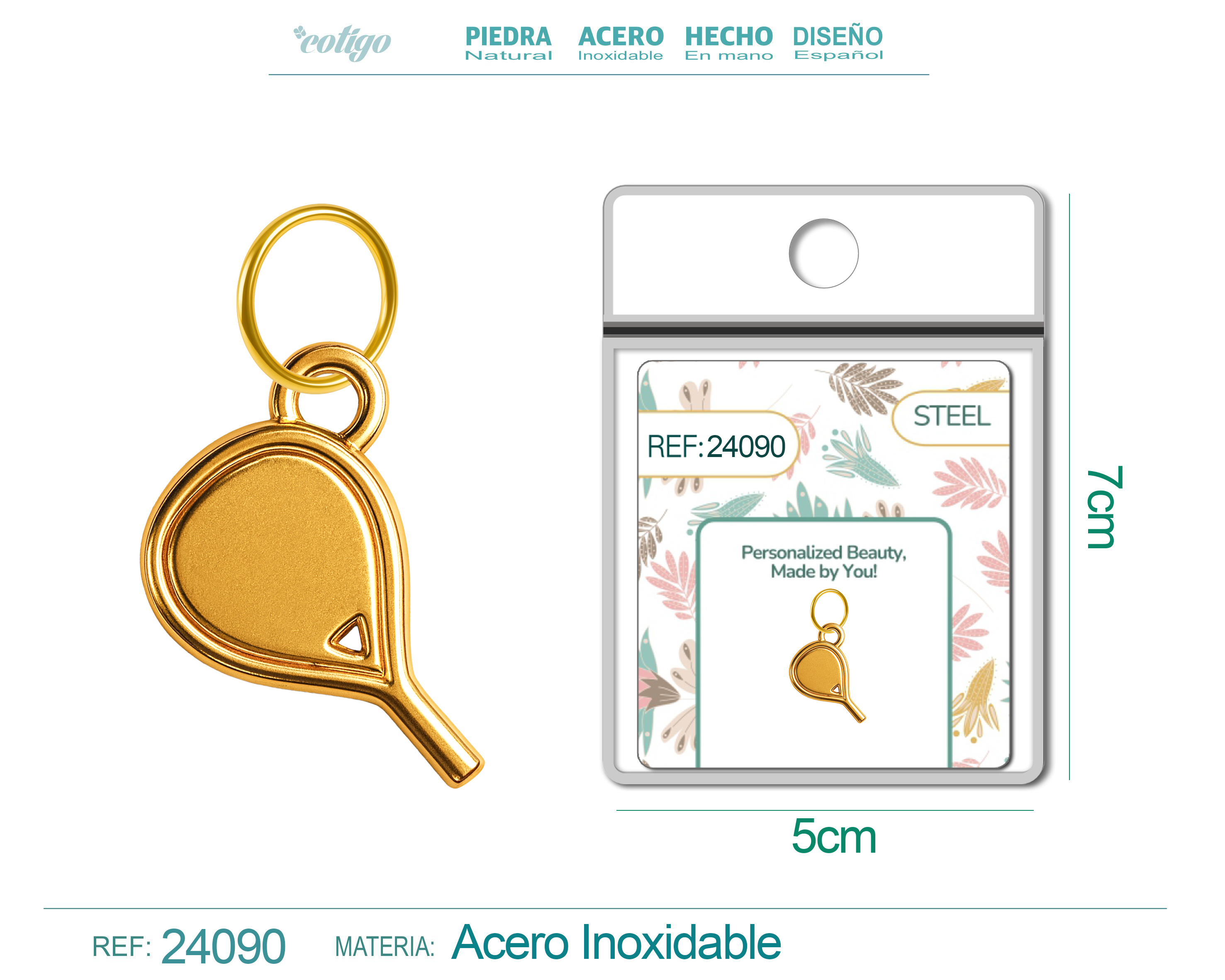 CHARM Acero Dorado Chapado Oro 14 K