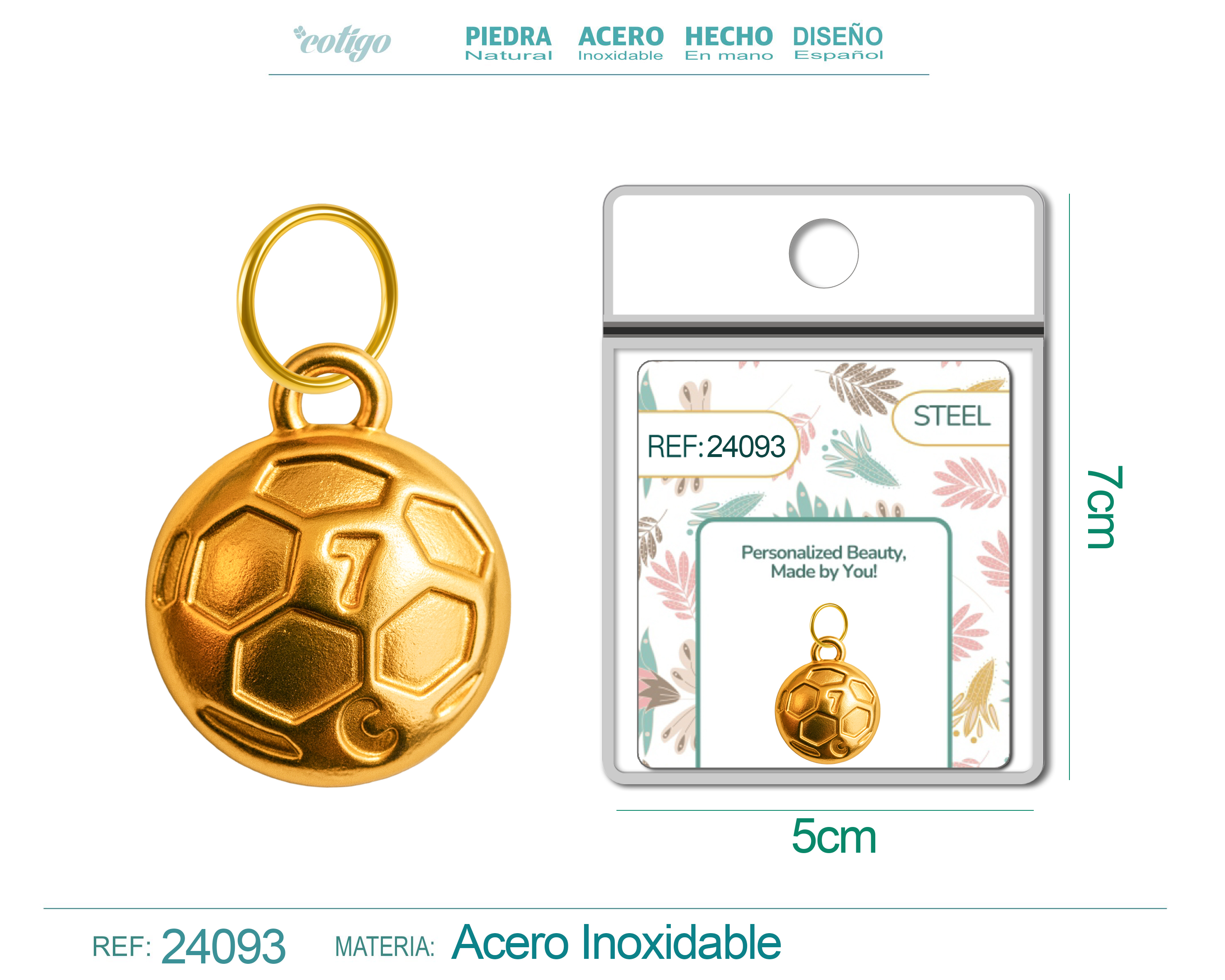 CHARM Acero Dorado Chapado Oro 14 K