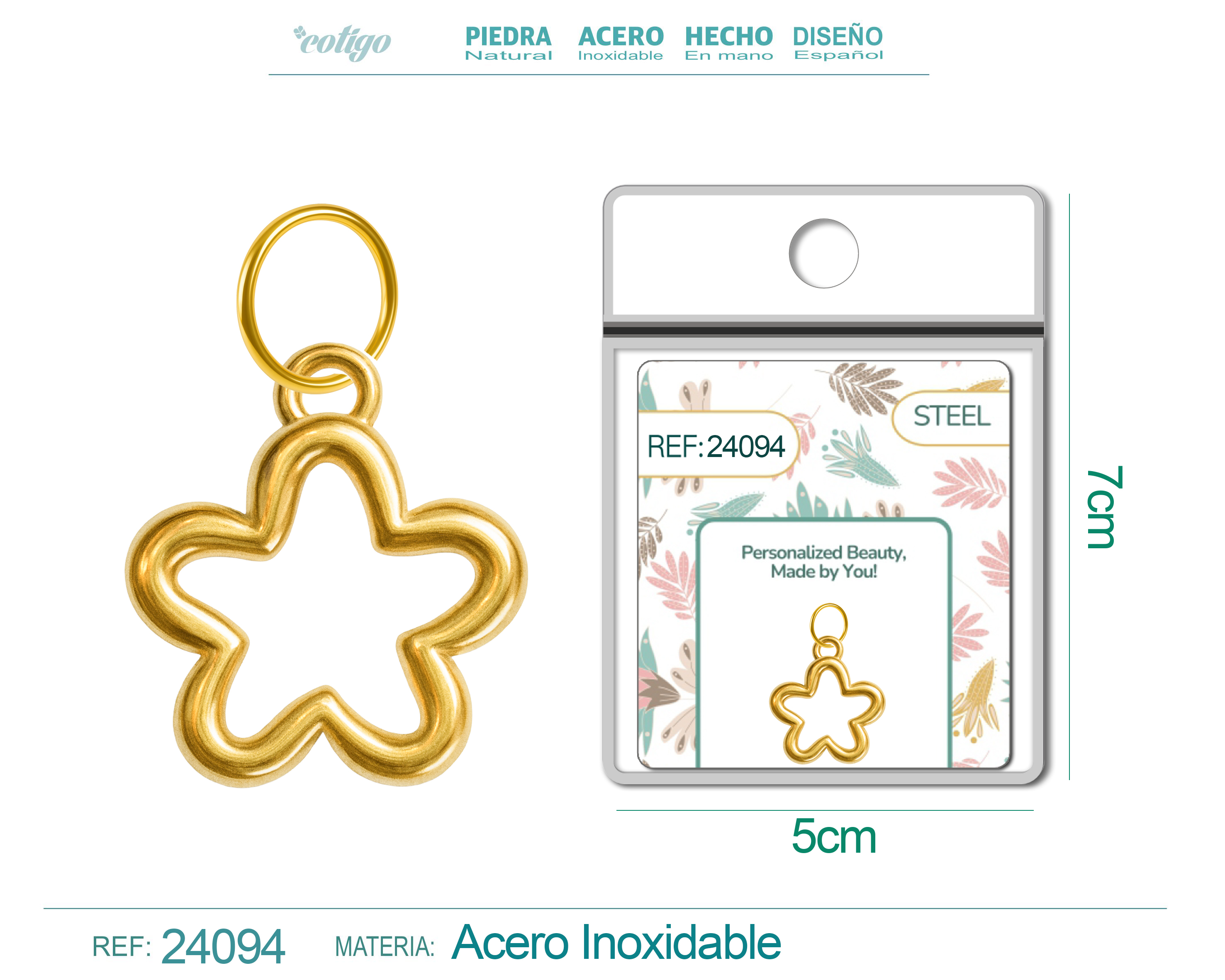 CHARM Acero Dorado Chapado Oro 14 K