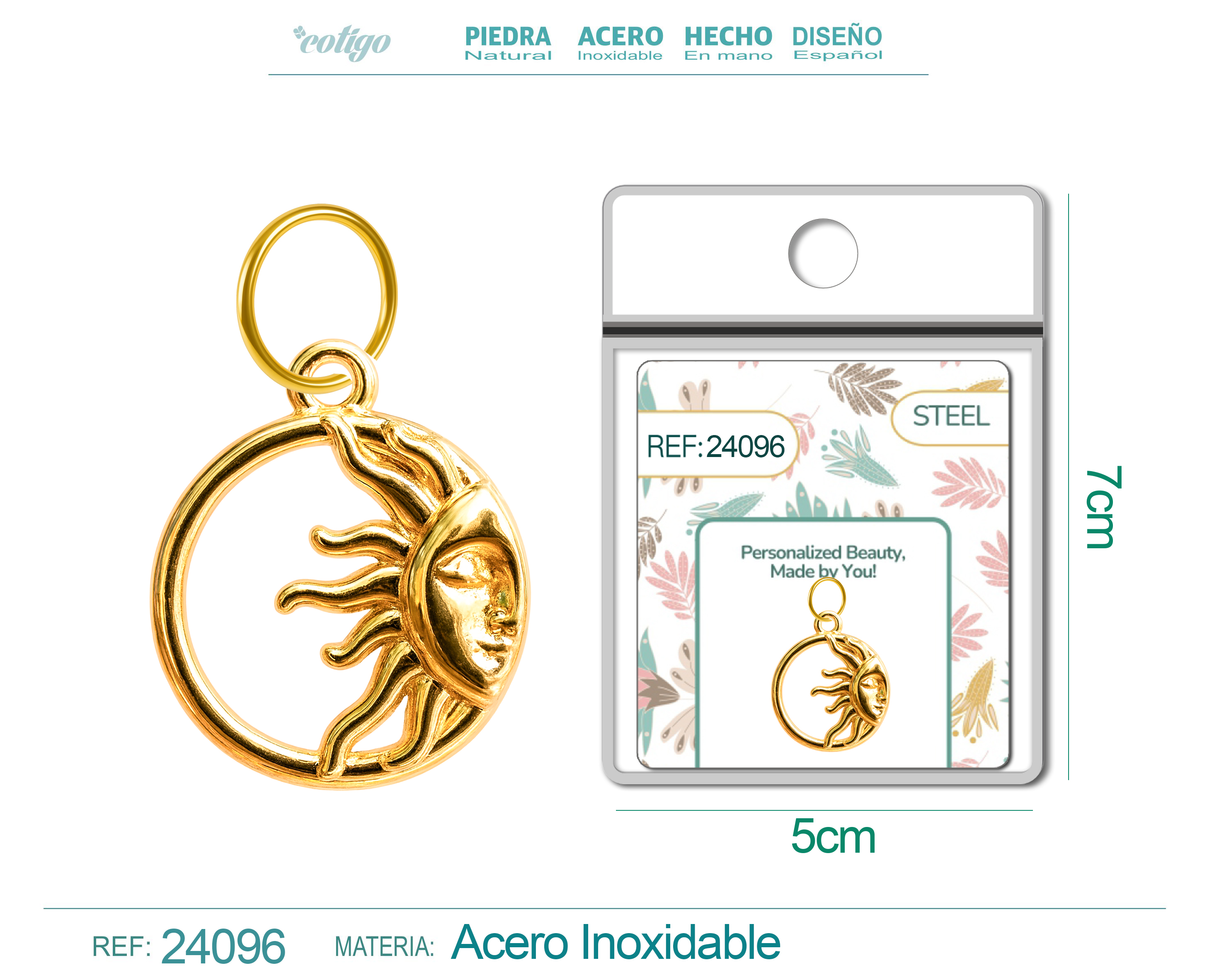 CHARM Acero Dorado Chapado Oro 14 K