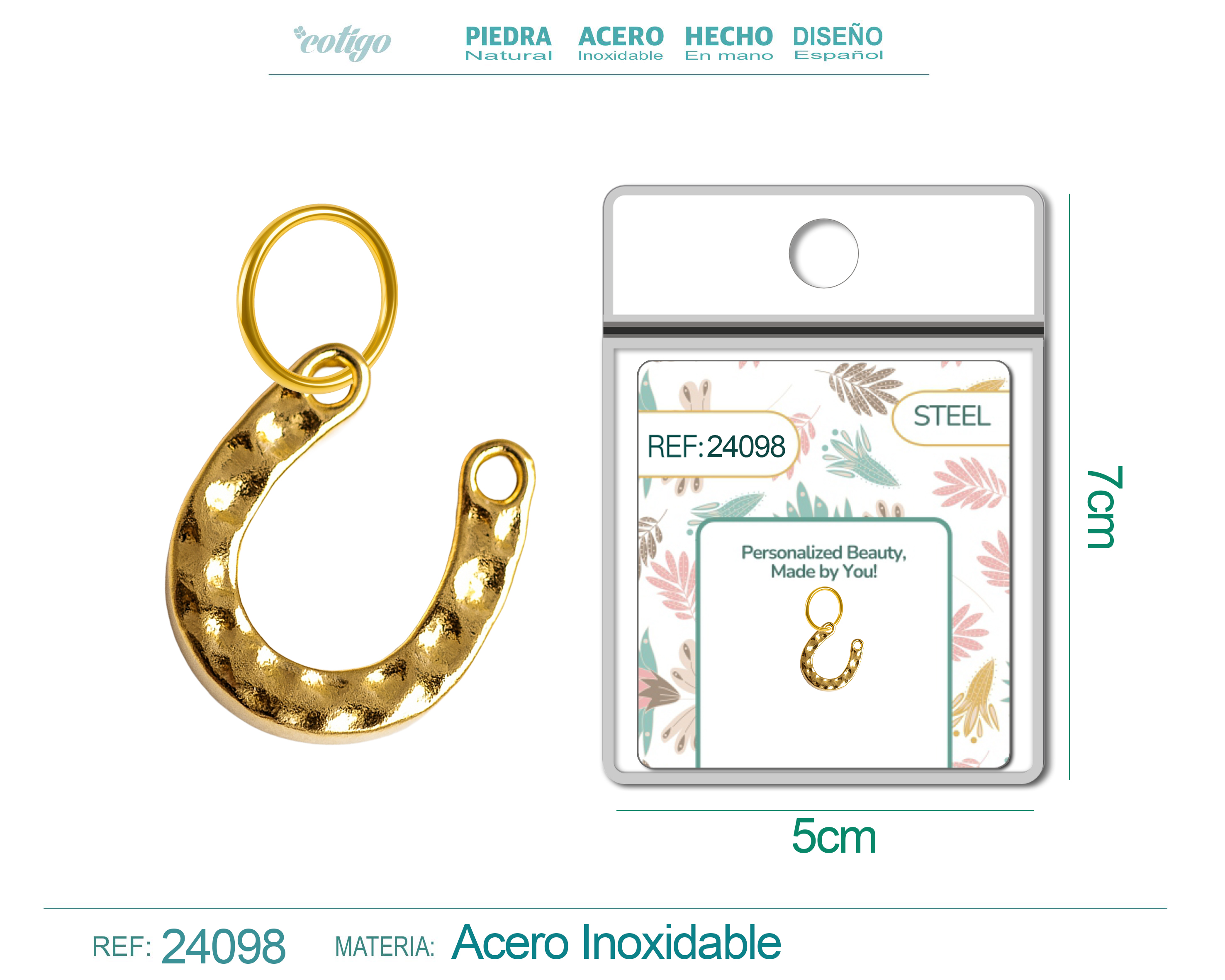 CHARM Acero Dorado Chapado Oro 14 K