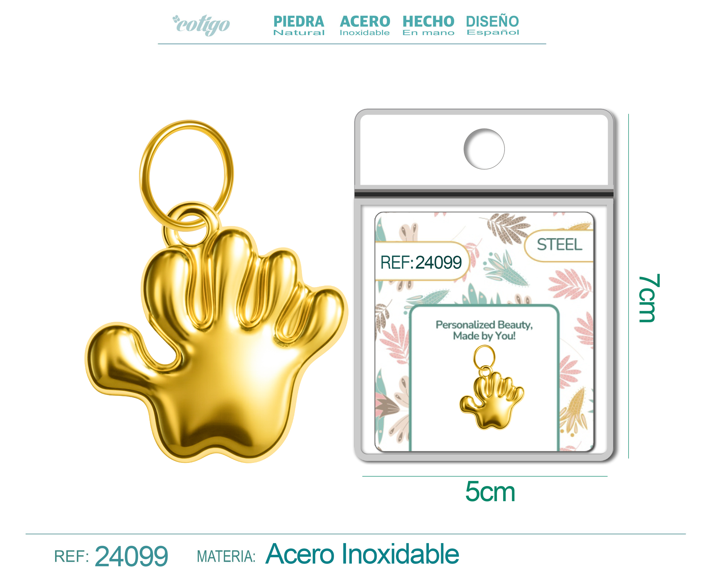 CHARM Acero Dorado Chapado Oro 14 K